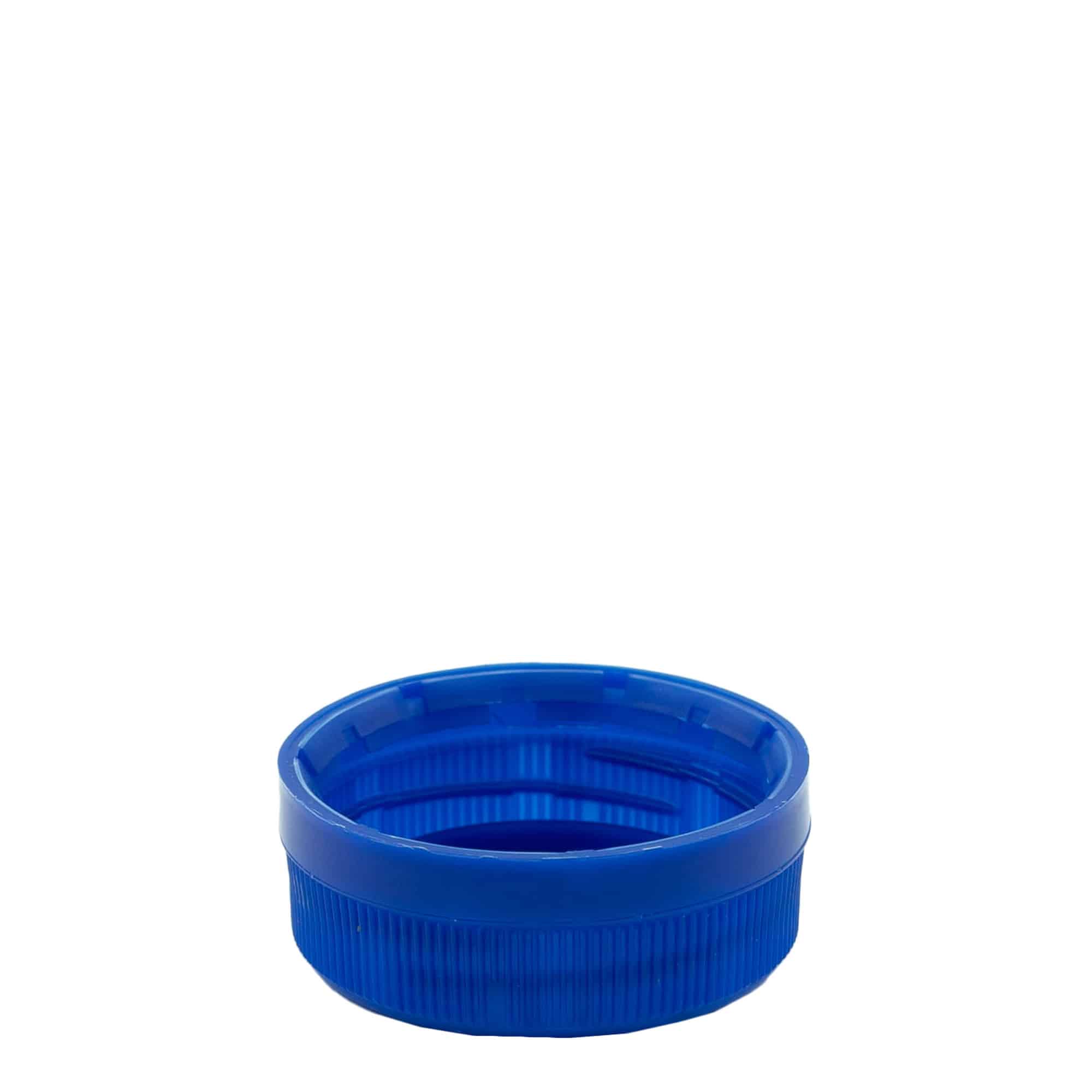 Skrulokk med to gjenger, PE-plast, blå, for åpning: PET 38 mm