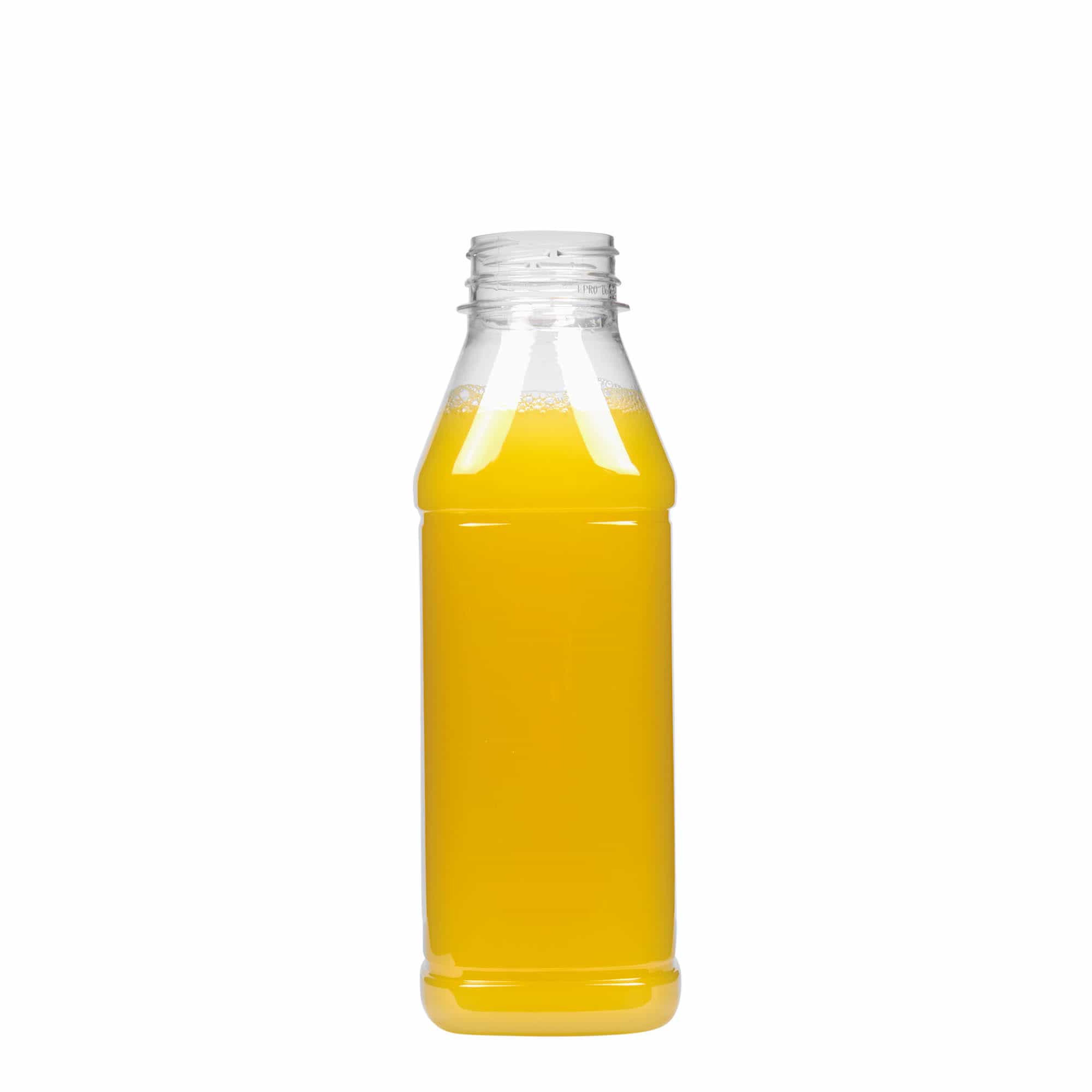 500 ml PET-flaske 'Milk and Juice Carré', firkantet, plast, åpning: 38 mm 500 ml PET-flaske 'Milk and Juice Carré', firkantet, plast, åpning: 38 mm