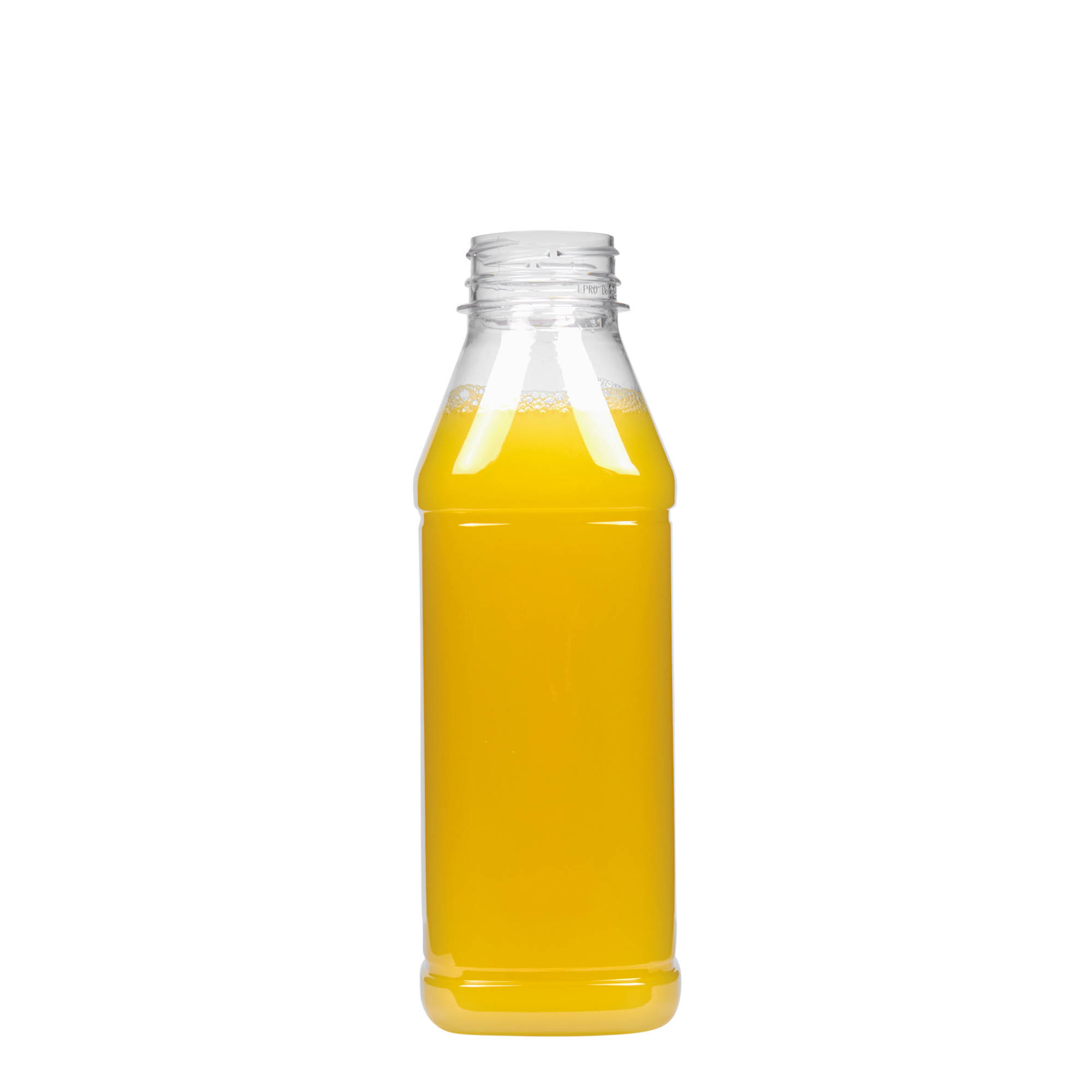 500 ml PET-flaske 'Milk and Juice Carré', firkantet, plast, åpning: 38 mm 500 ml PET-flaske 'Milk and Juice Carré', firkantet, plast, åpning: 38 mm