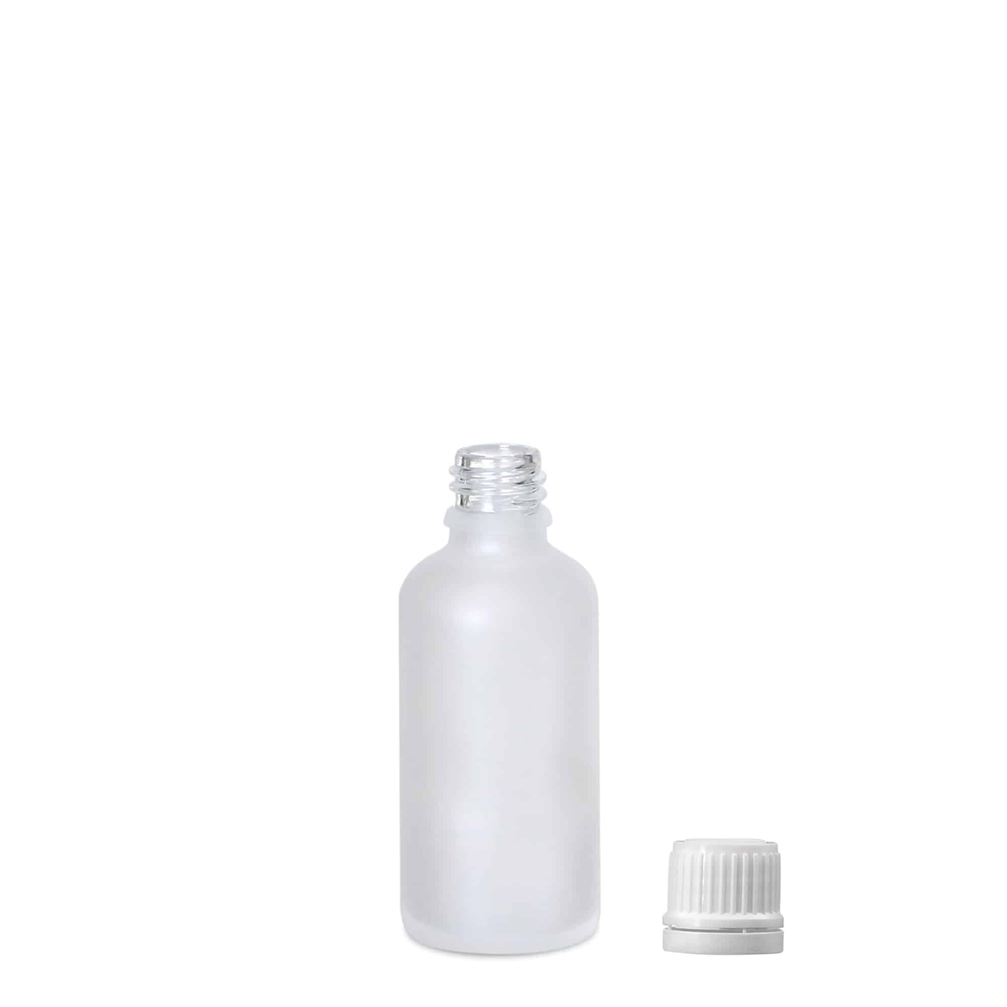 50 ml medisinflaske, glass, frostet, åpning: DIN 18