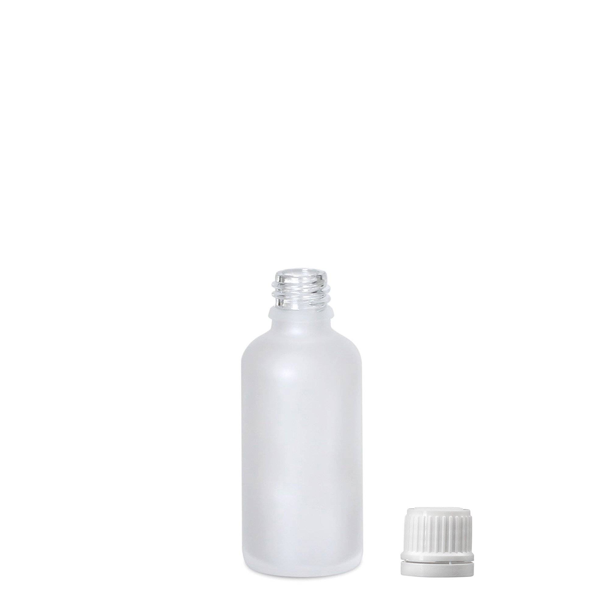 50 ml medisinflaske, glass, frostet, åpning: DIN 18