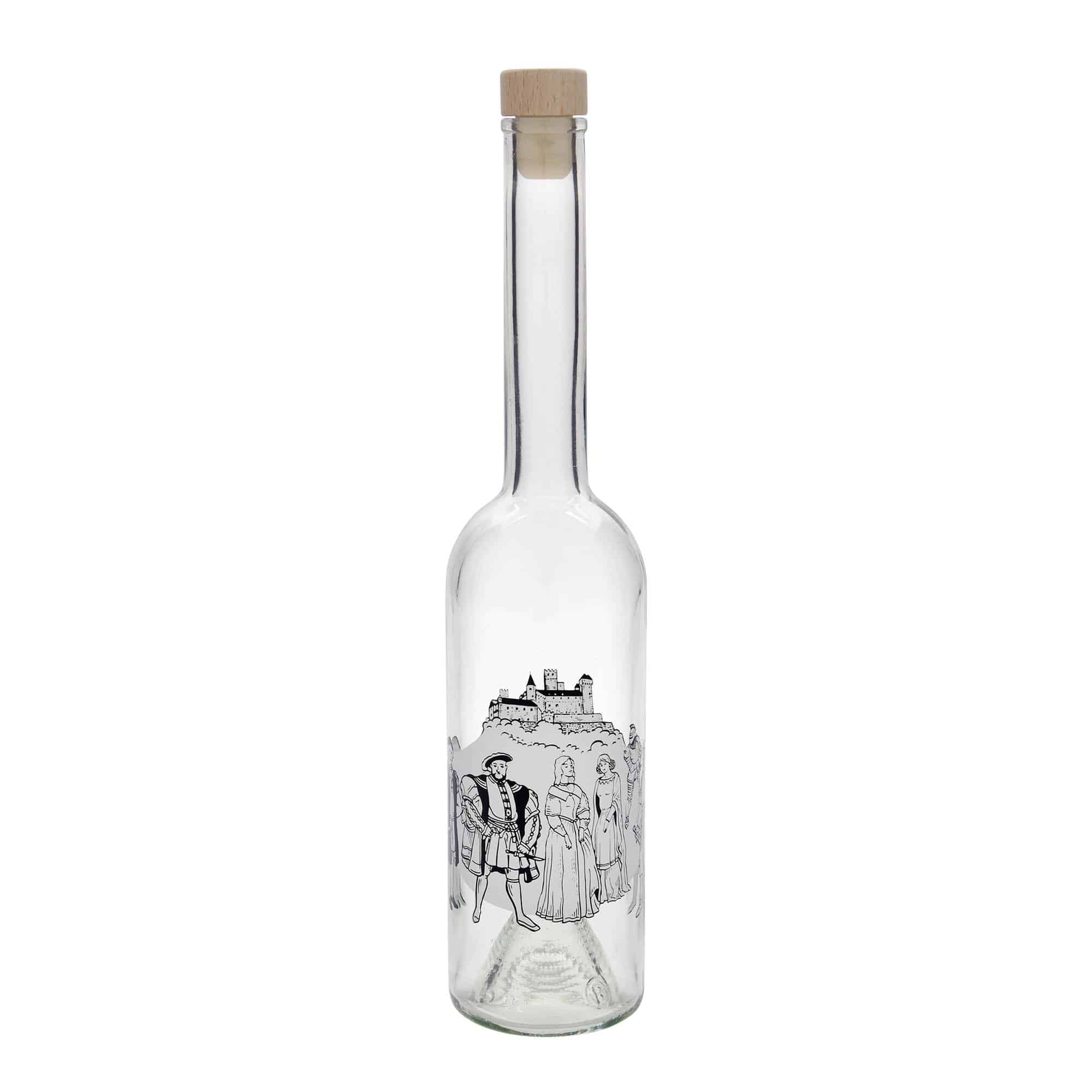 500 ml glassflaske "Opera", motiv: Mittelalter, åpning: Kork