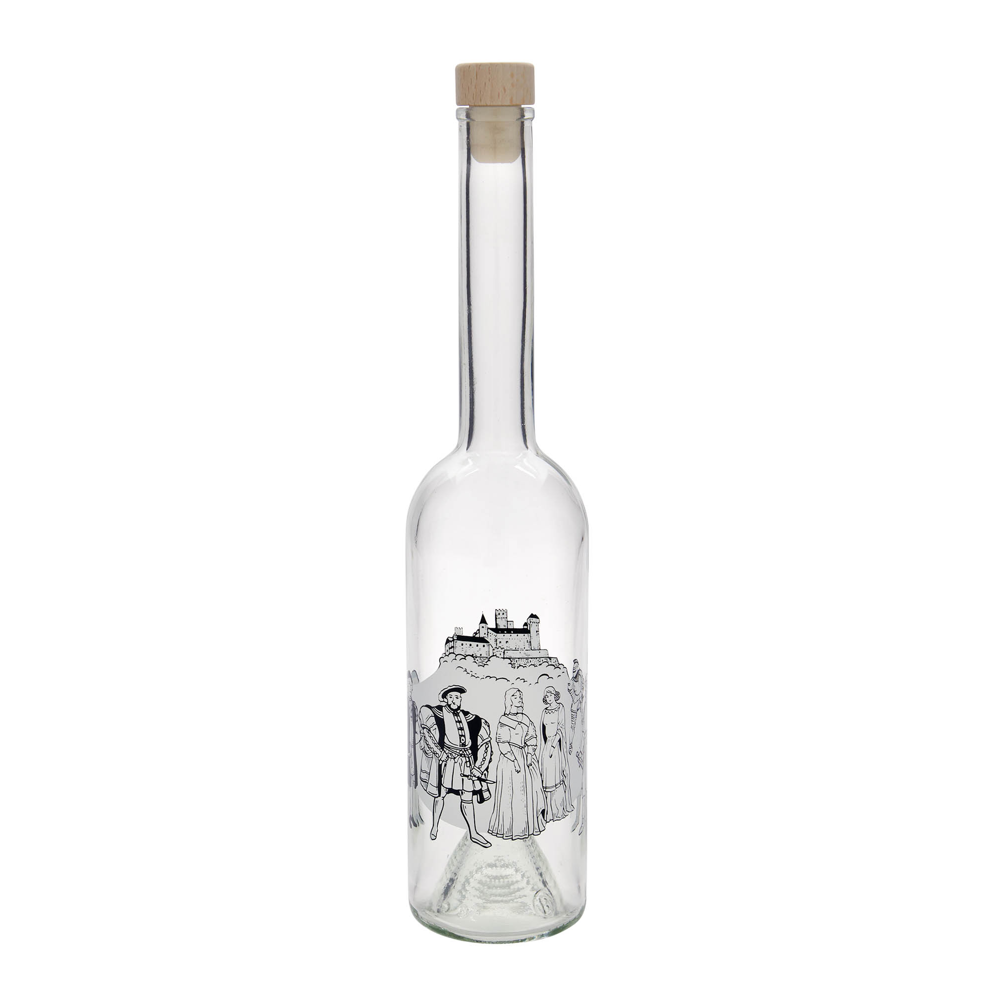 500 ml glassflaske 'Opera', motiv: middelalder, åpning: kork