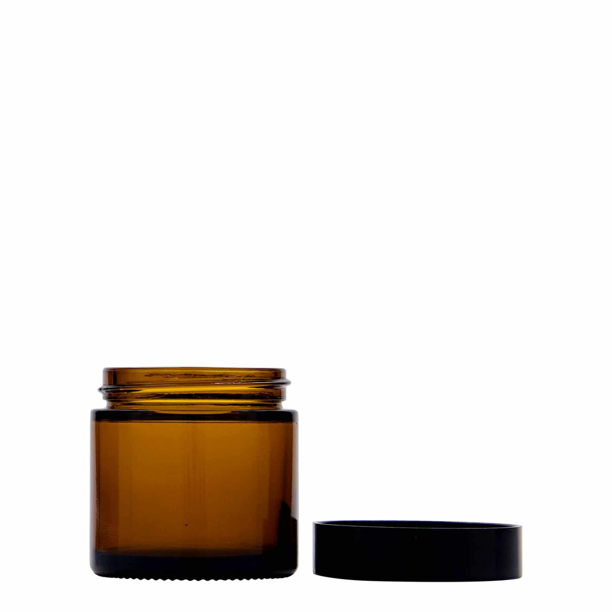 60 ml krukke "Brown Line", glass, brun, åpning: Skrulokk