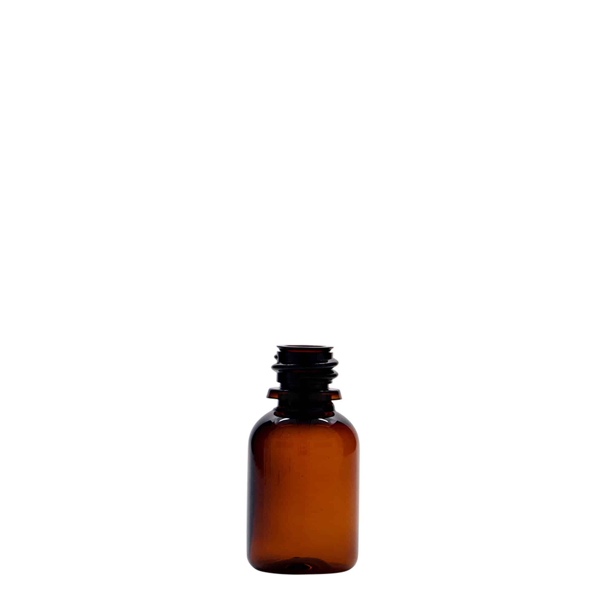 20 ml PET-medisinflaske "Easy Living", brun, plast, åpning: DIN 18 20 ml PET-medisinflaske "Easy Living", brun, plast, åpning: DIN 18