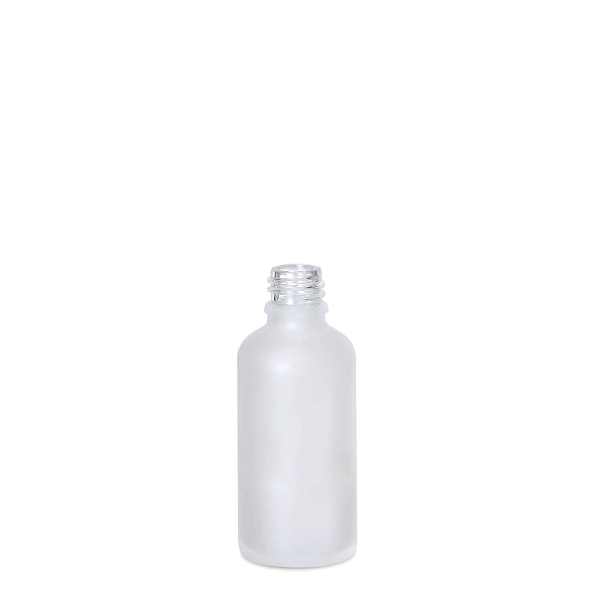 50 ml medisinflaske, glass, frostet, åpning: DIN 18 50 ml medisinflaske, glass, frostet, åpning: DIN 18
