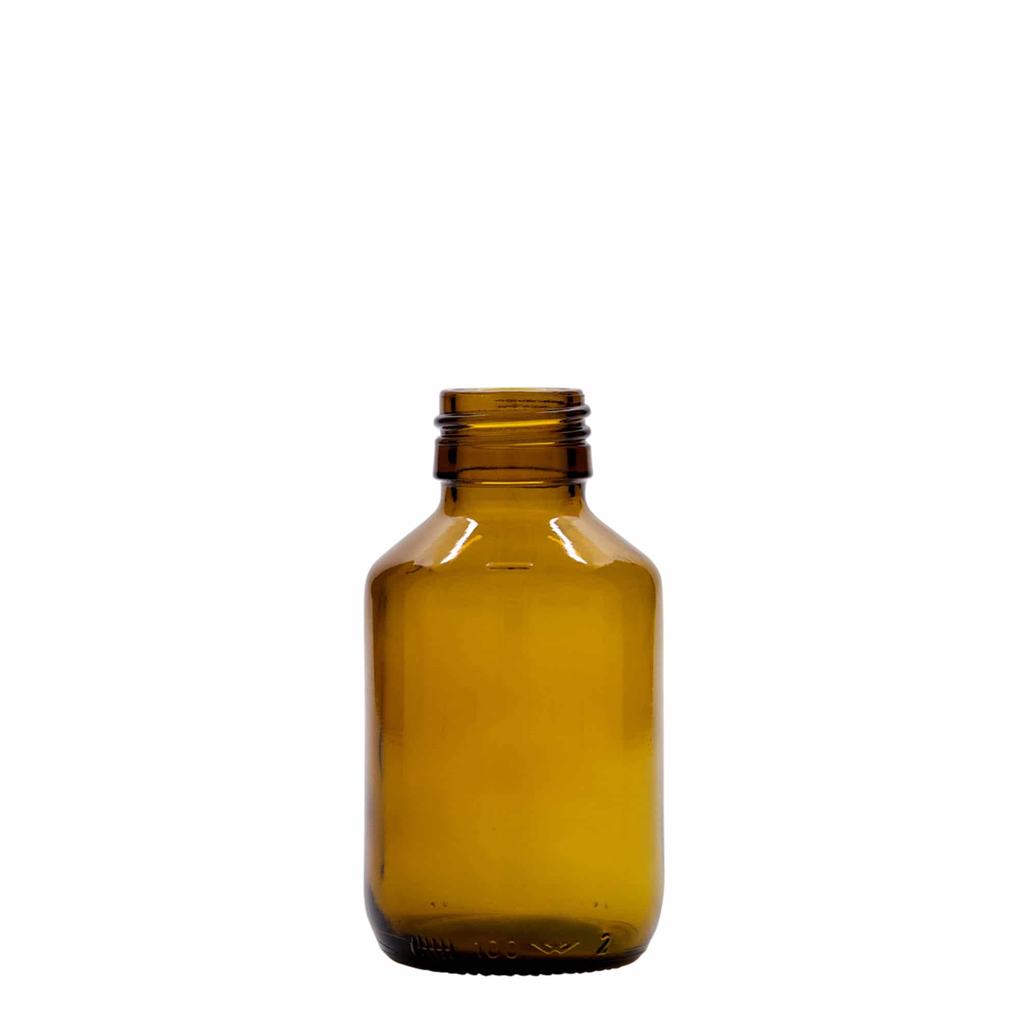 100 ml medisinflaske, brun, glass, åpning: PP 28