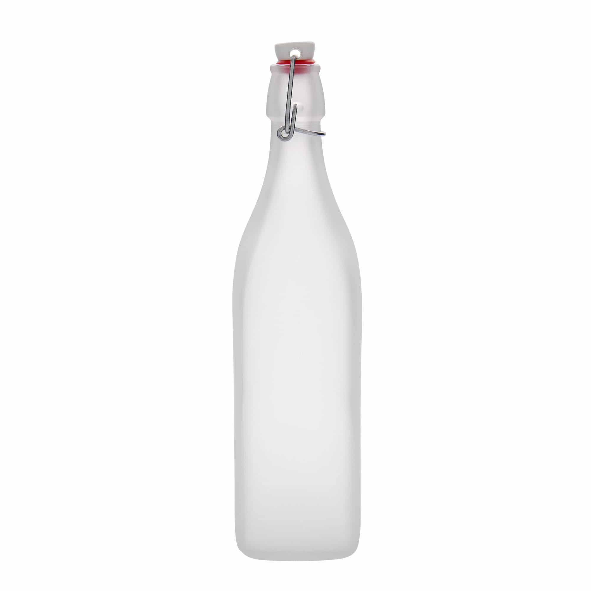 1000 ml glassflaske "Swing, kvadratisk, hvit, åpning: Bøylelokk 1000 ml glassflaske "Swing, kvadratisk, hvit, åpning: Bøylelokk