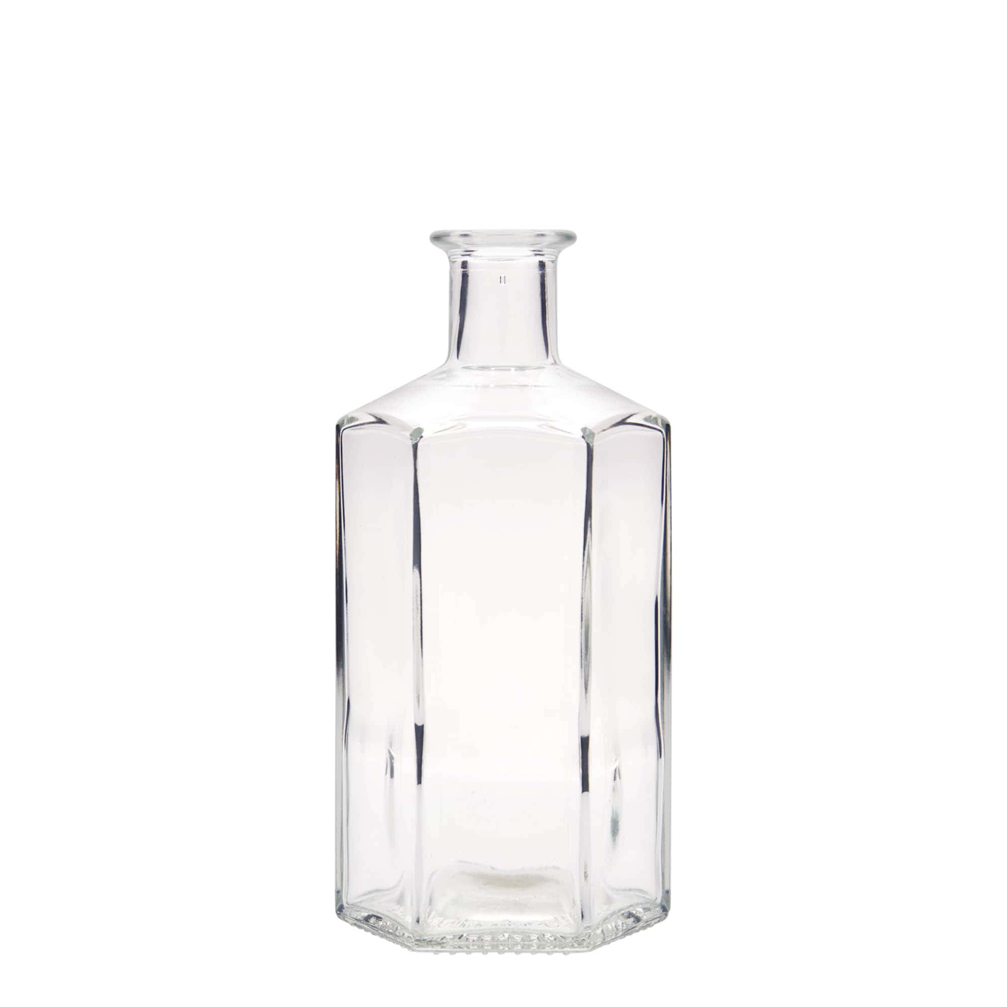 500 ml glassflaske apoteker 'Jimmy', sekskantet, åpning: kork