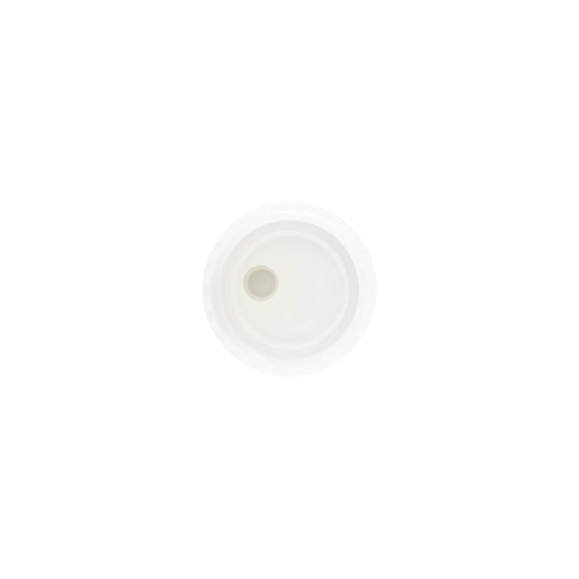 Skrulokk Disc Top, PP-plast, hvit, for åpning: 24/410