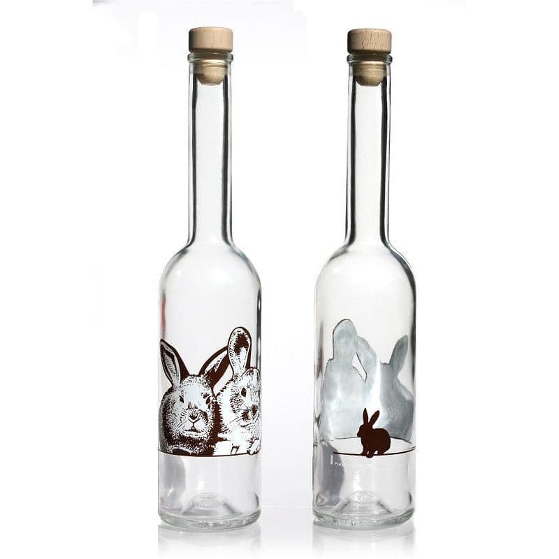 500 ml glassflaske "Opera", motiv: Kaniner, åpning: Kork 500 ml glassflaske "Opera", motiv: Kaniner, åpning: Kork