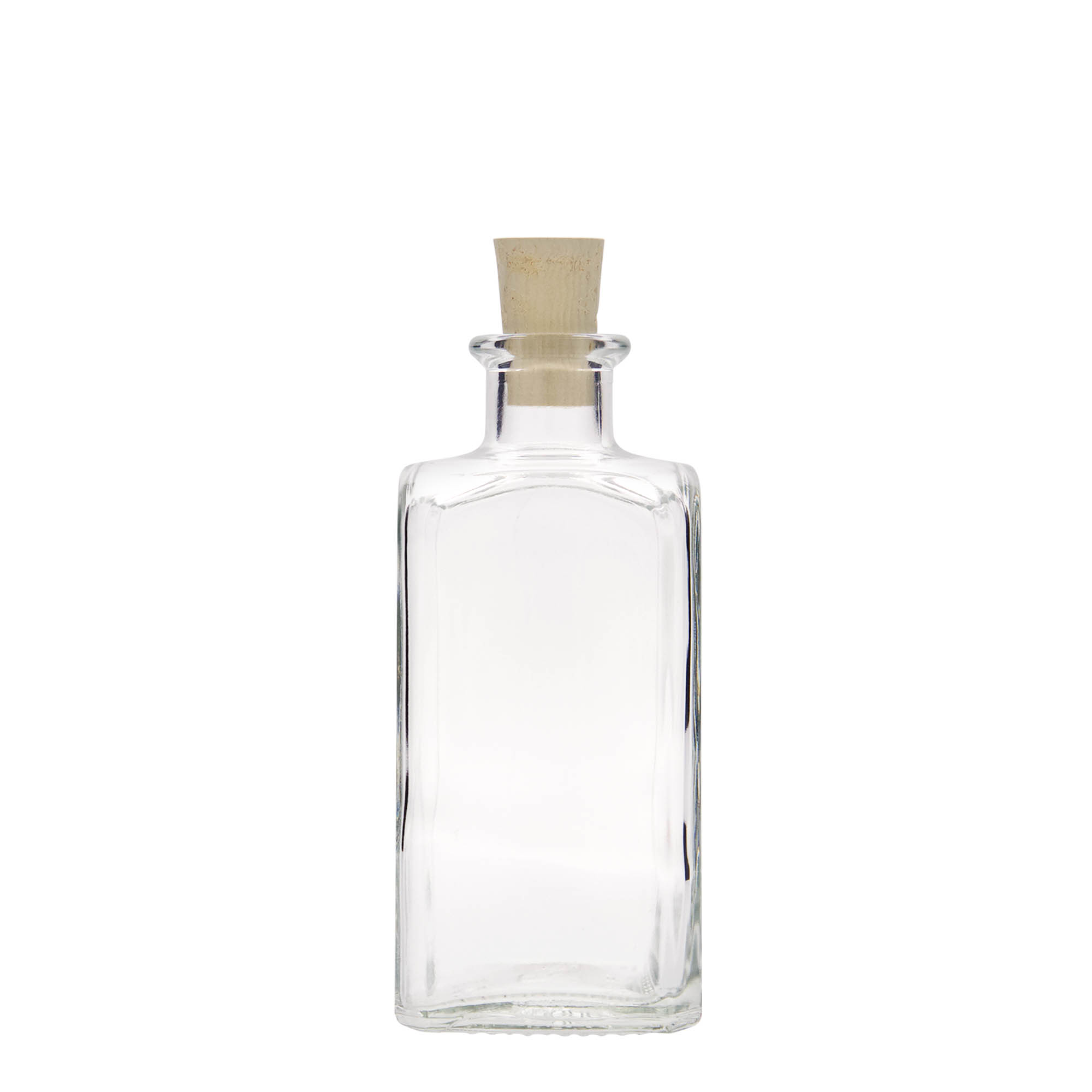 250 ml glassflaske Apotheker Carré, firkantet, åpning: kork