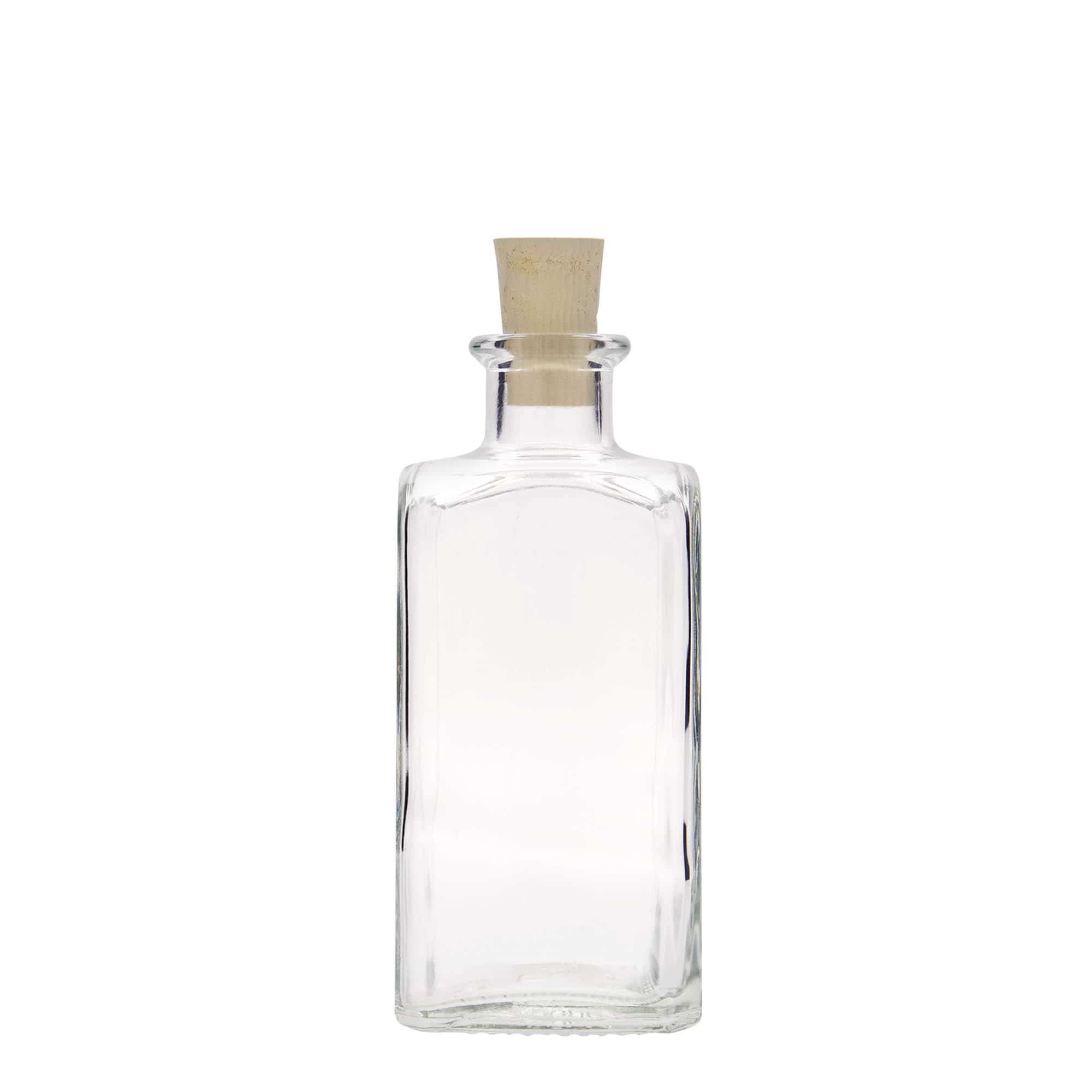 250 ml glassflaske Apotheker Carré, firkantet, åpning: kork