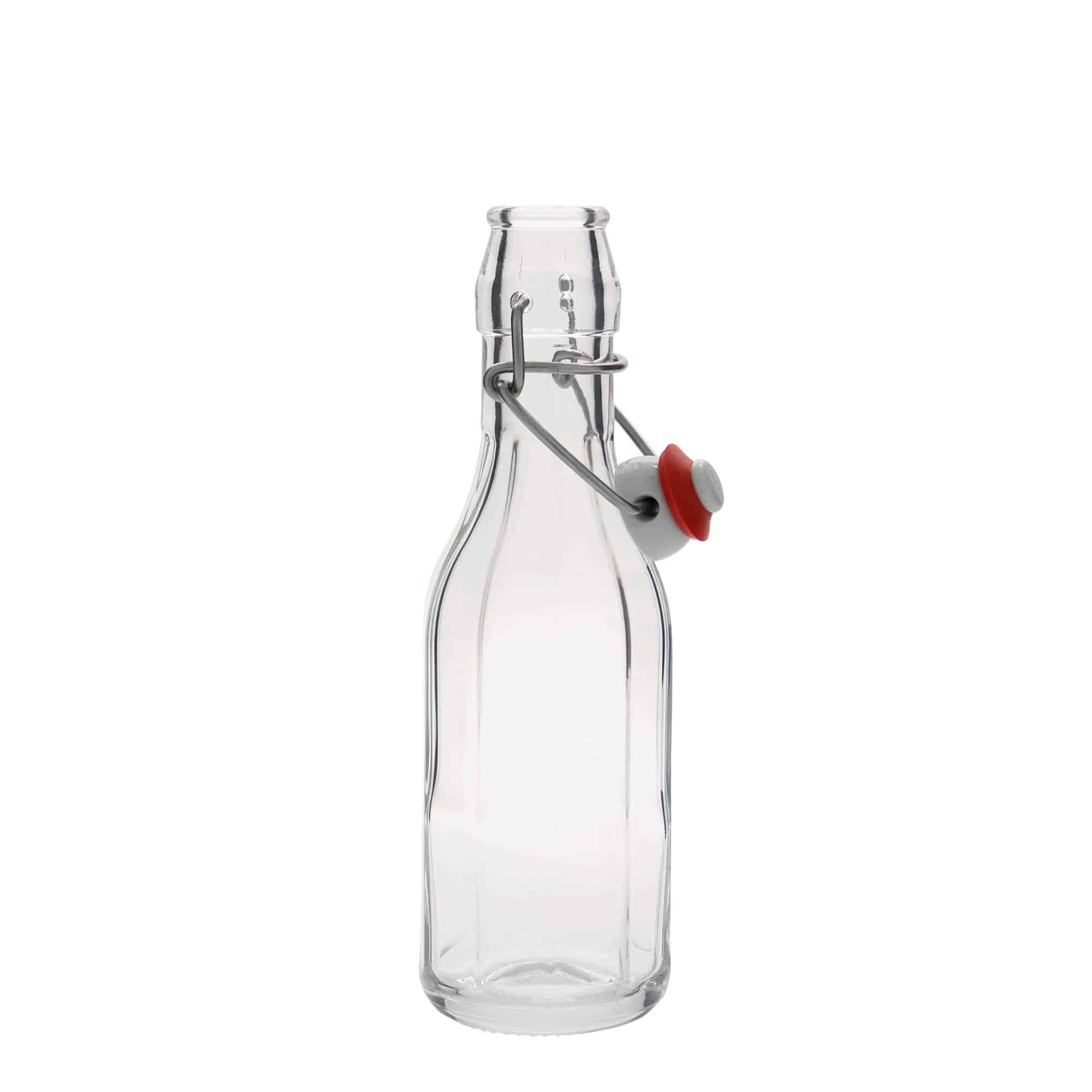 250 ml glassflaske "Bravo", tikantet, åpning: Bøylelokk
