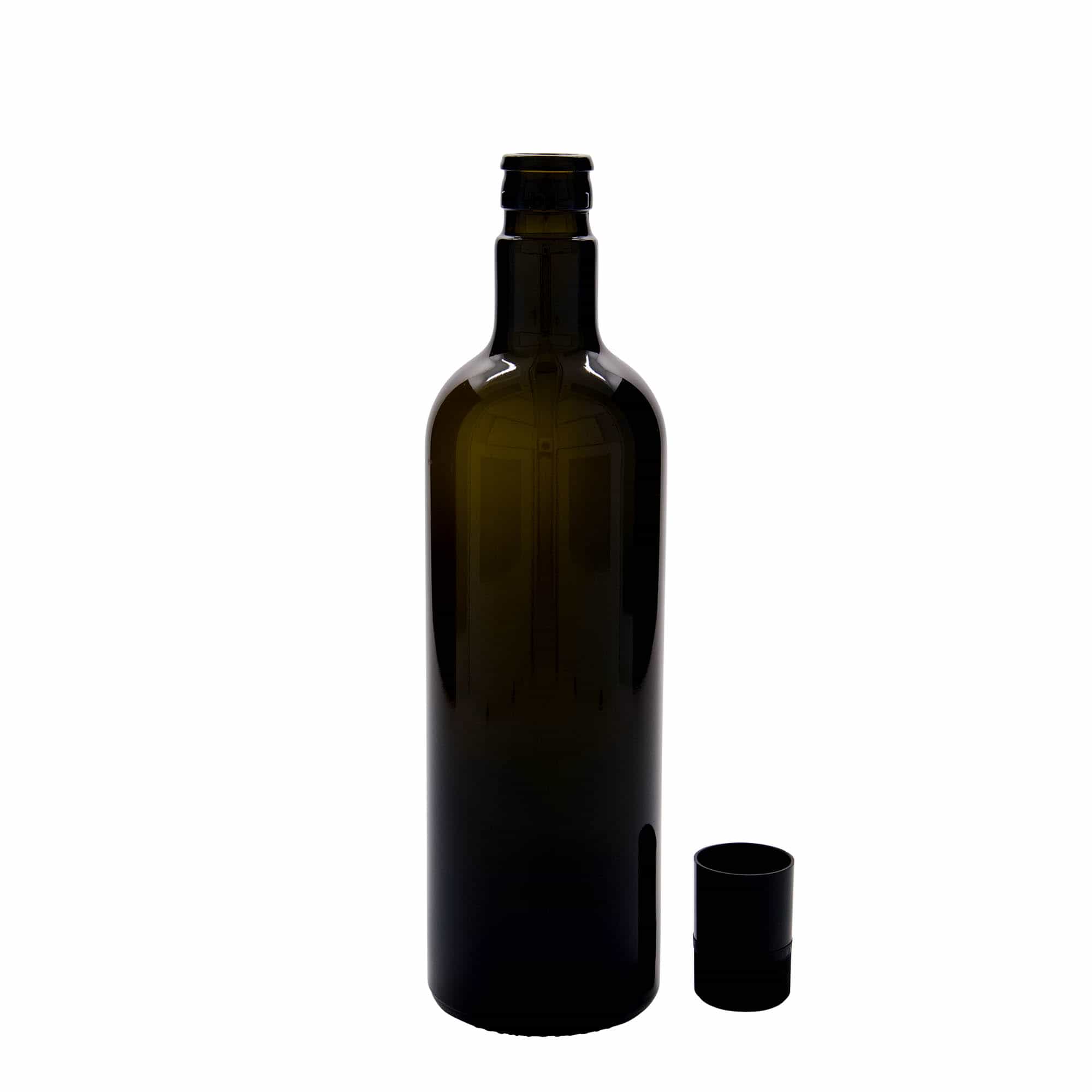 750 ml eddik-/oljeflaske "Willy New", glass, antikkgrønn, åpning: DOP