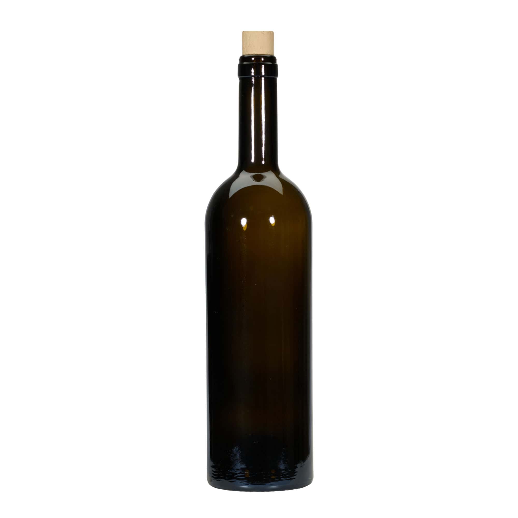 750 ml vinflaske 'Golia', antikkgrønn, munnstykke: kork