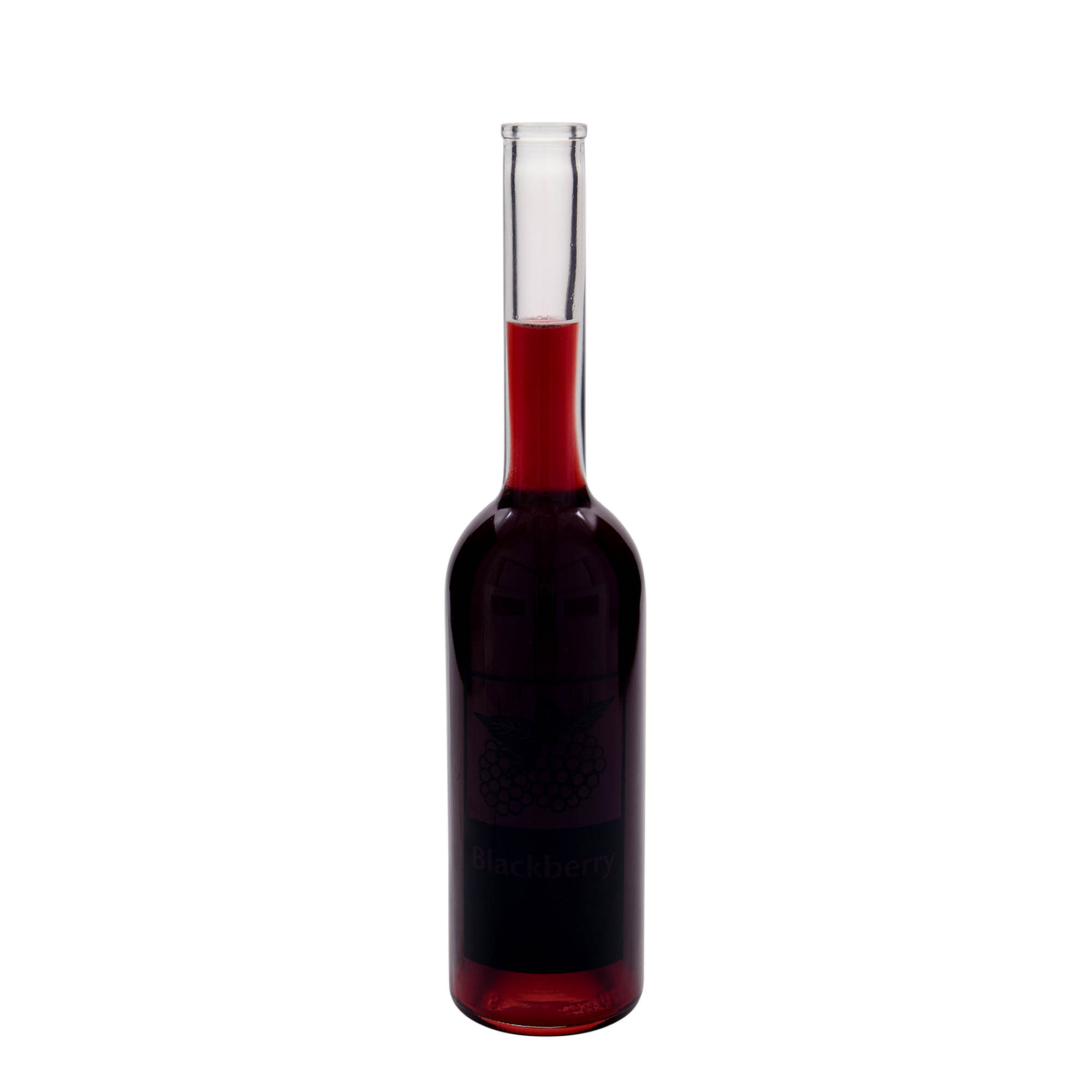 500 ml glassflaske 'Opera', motiv: Bjørnebær, åpning: kork