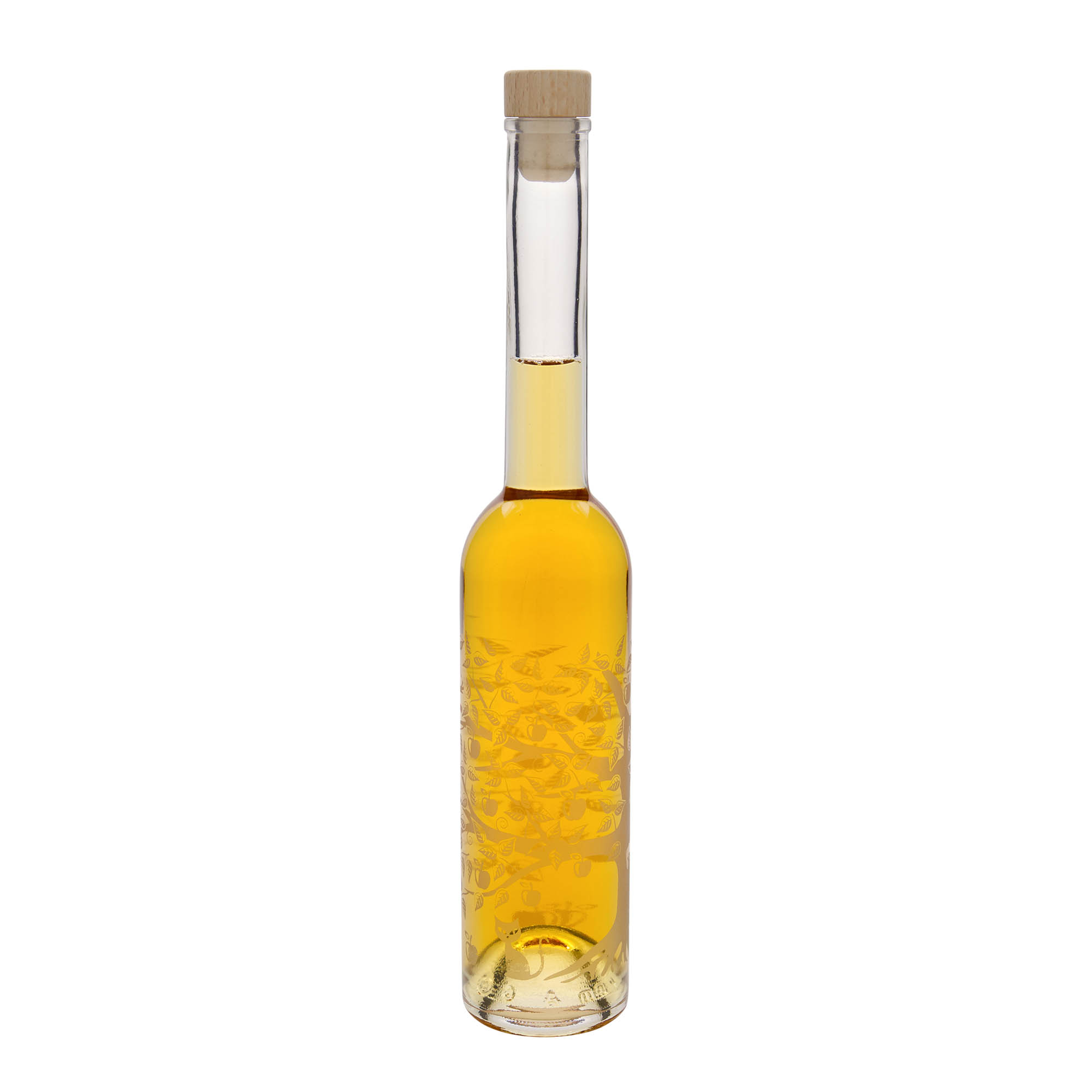350 ml glassflaske 'Opera', motiv: epletre, åpning: kork