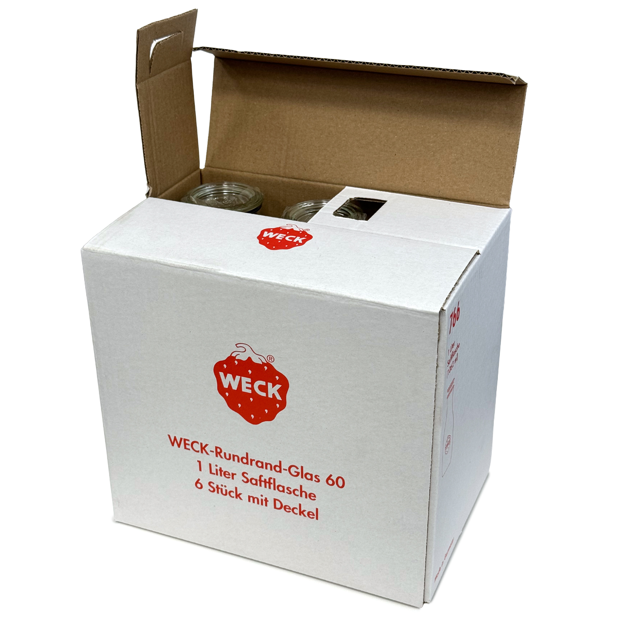 6x 1000 ml WECK-saftflaske med glasslokk RR 60