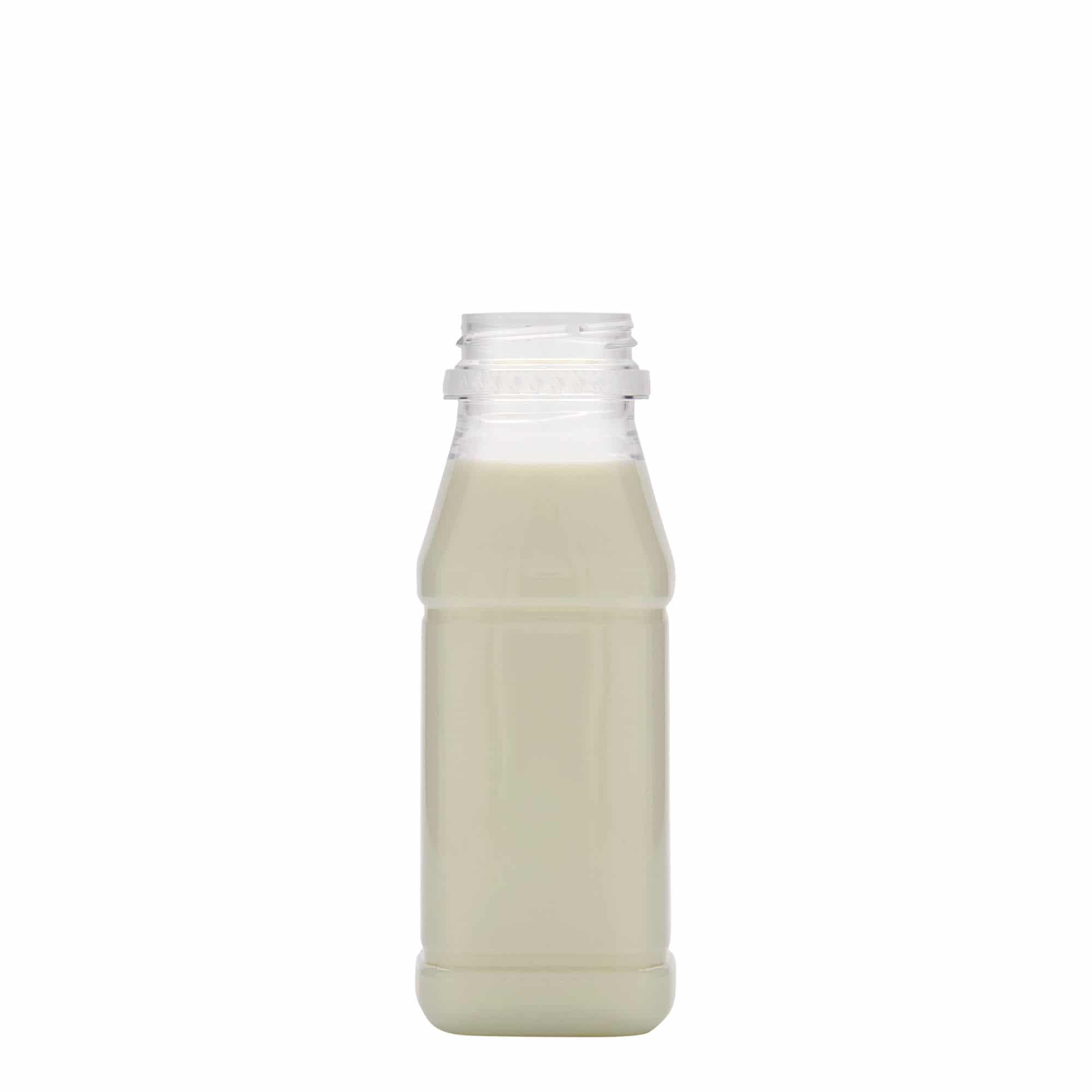 250 ml PET-flaske "Milk and Juice Carré", kvadratisk, plast, åpning: 38 mm