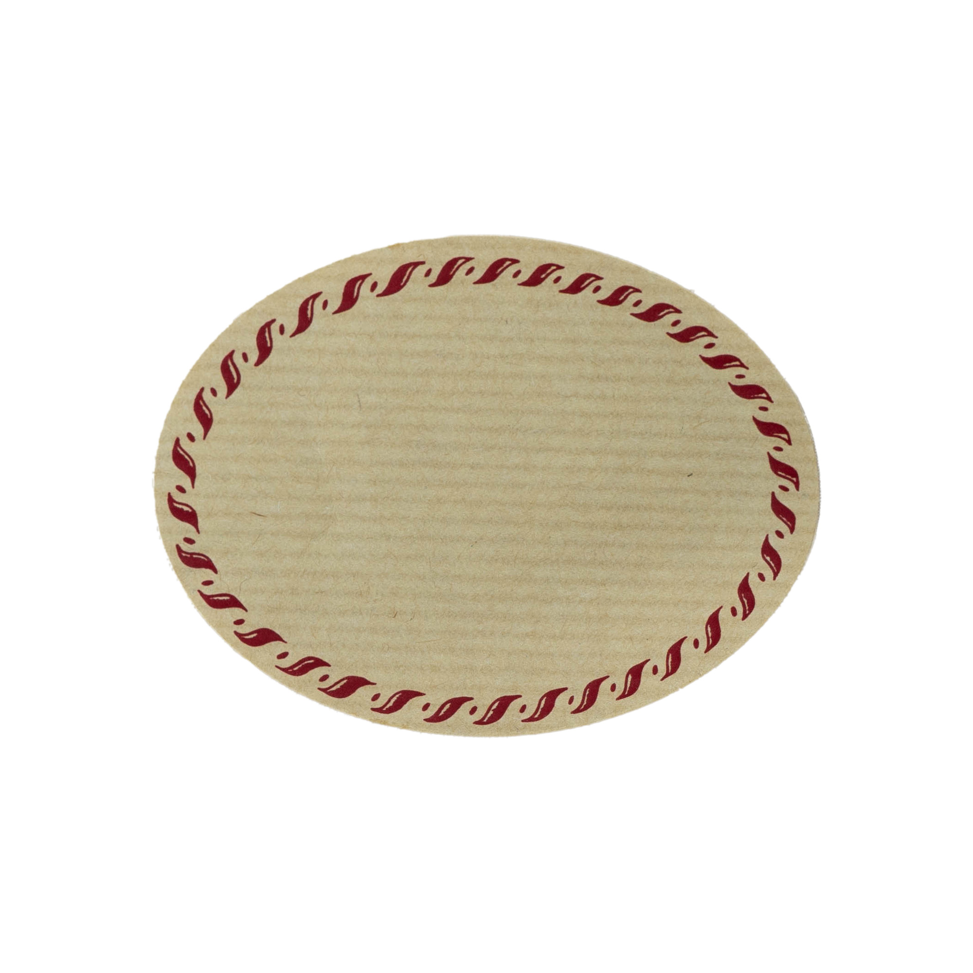 Stor naturetikett "trådkant", oval, papir, rød-brun