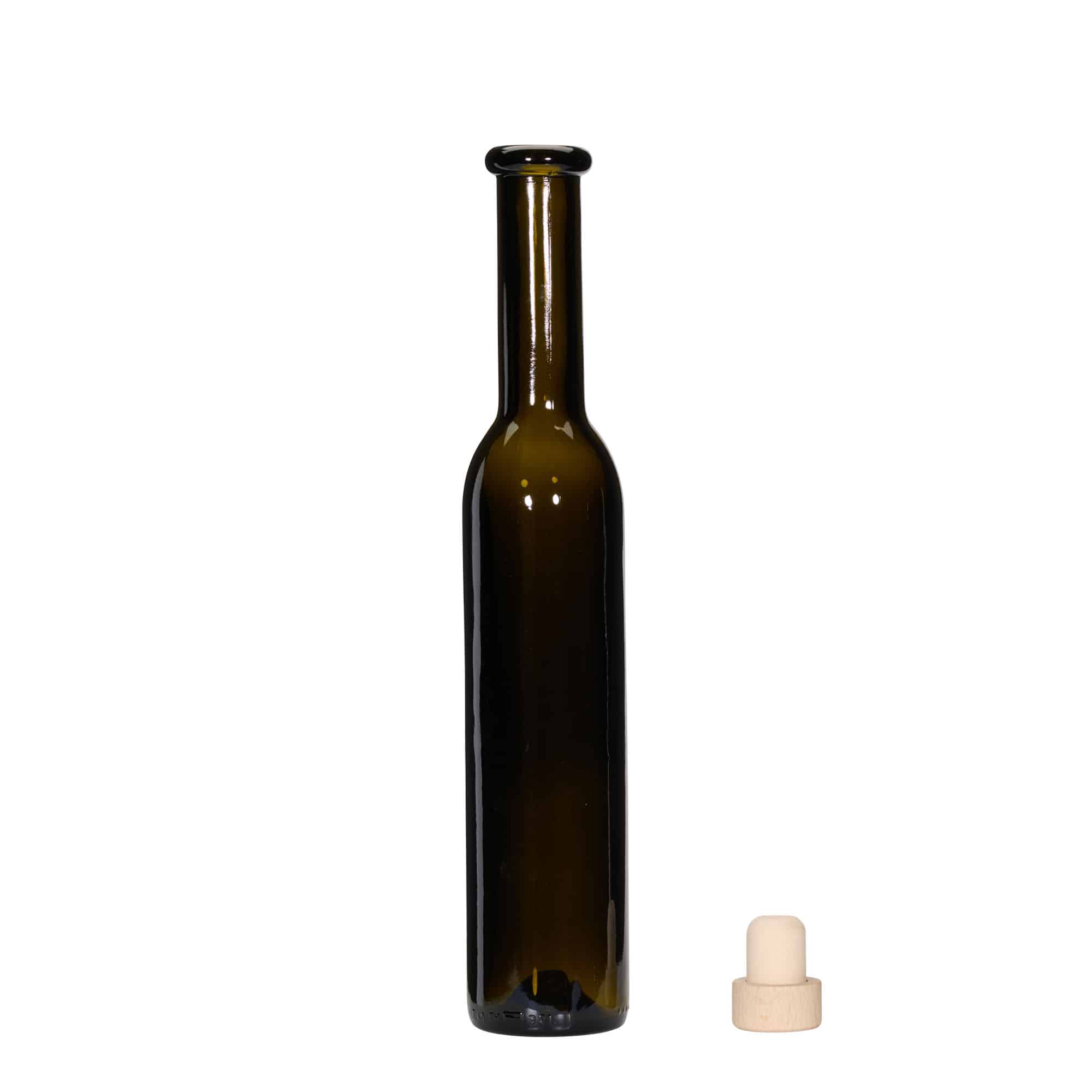 250 ml glassflaske "Rocky", antikkgrønn, åpning: Kork