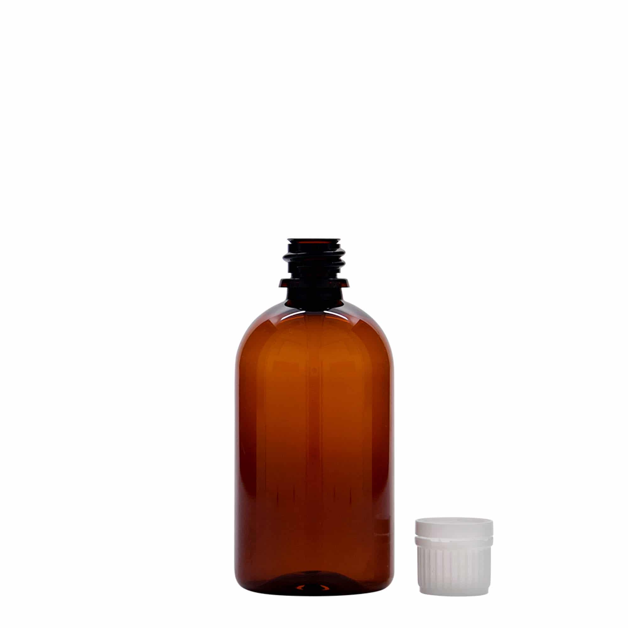 100 ml PET-medisinflaske "Easy Living", brun, plast, åpning: DIN 18
