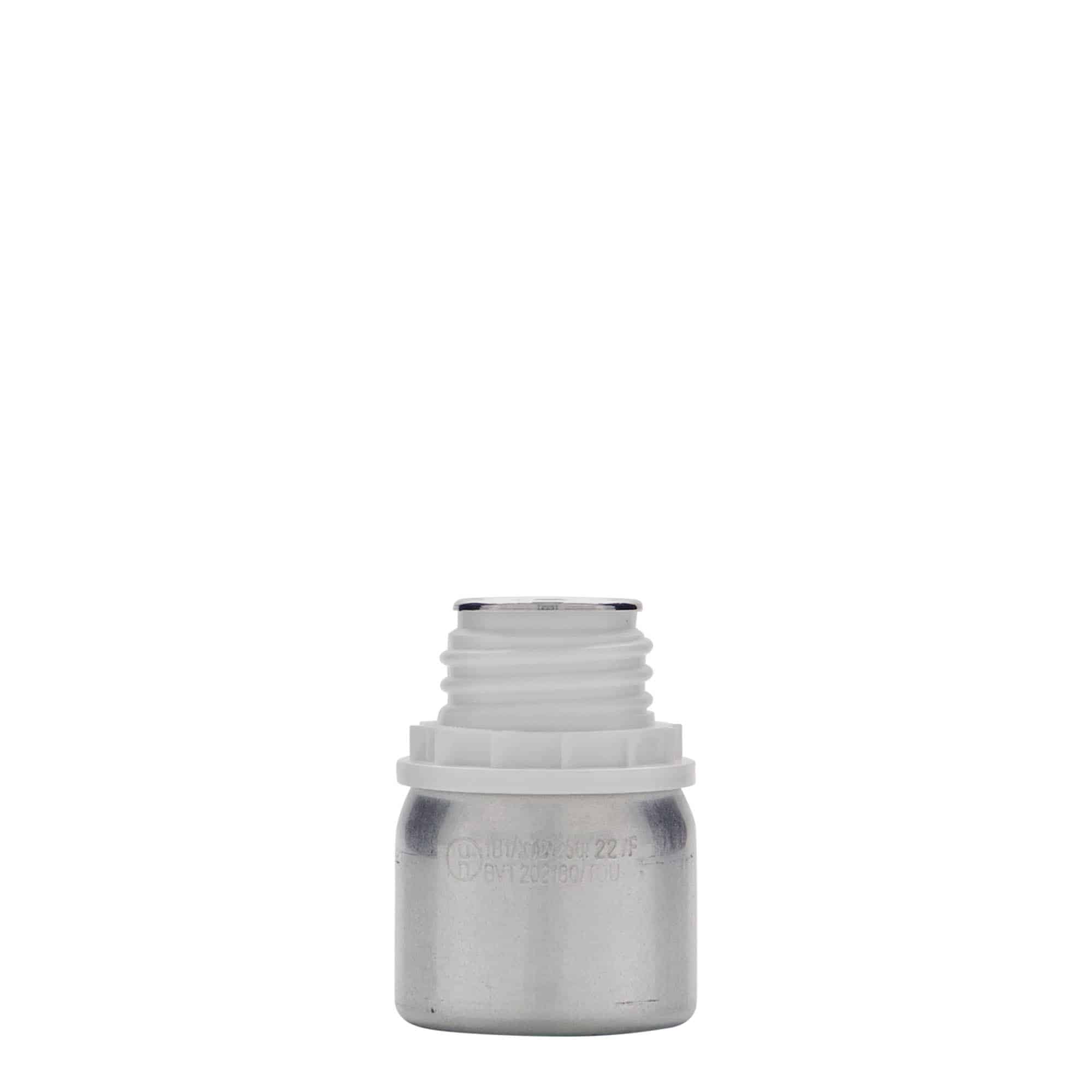 50 ml aluminiumsflaske, metall, sølv, åpning: DIN 32