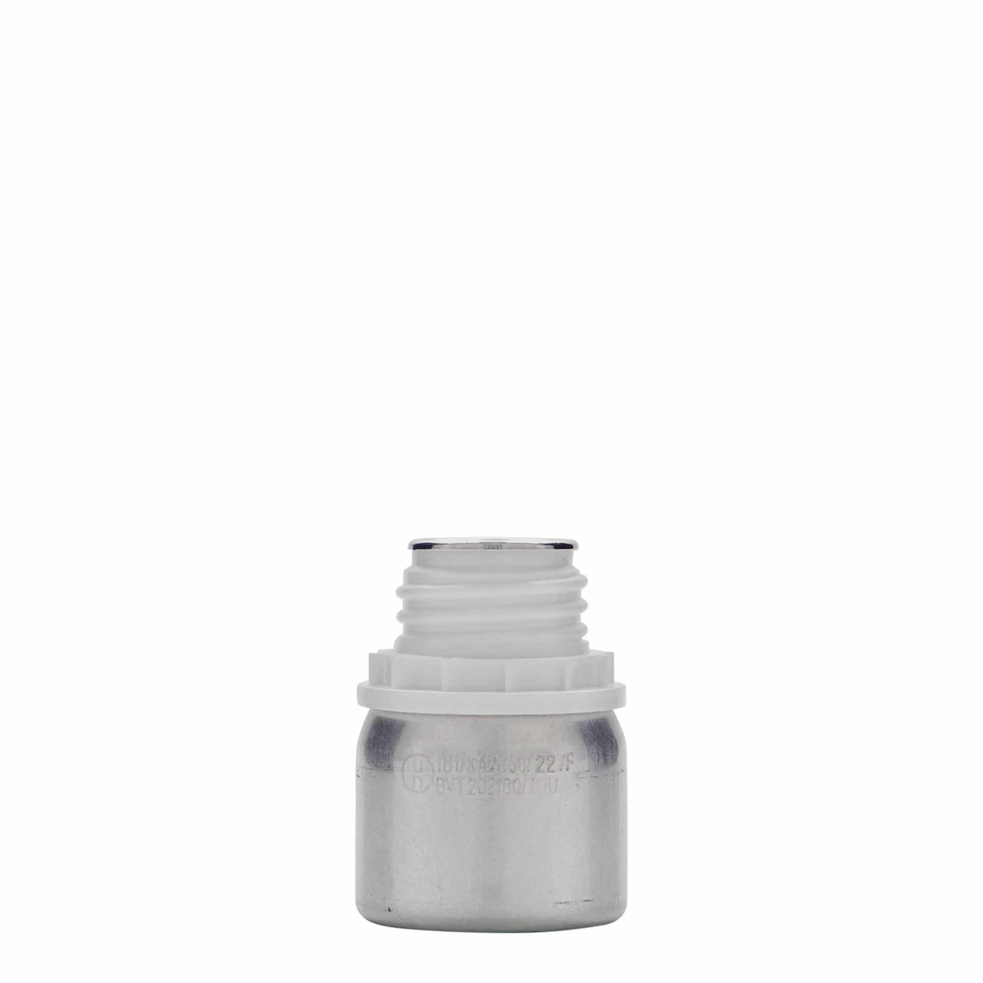 50 ml aluminiumsflaske, metall, sølv, åpning: DIN 32