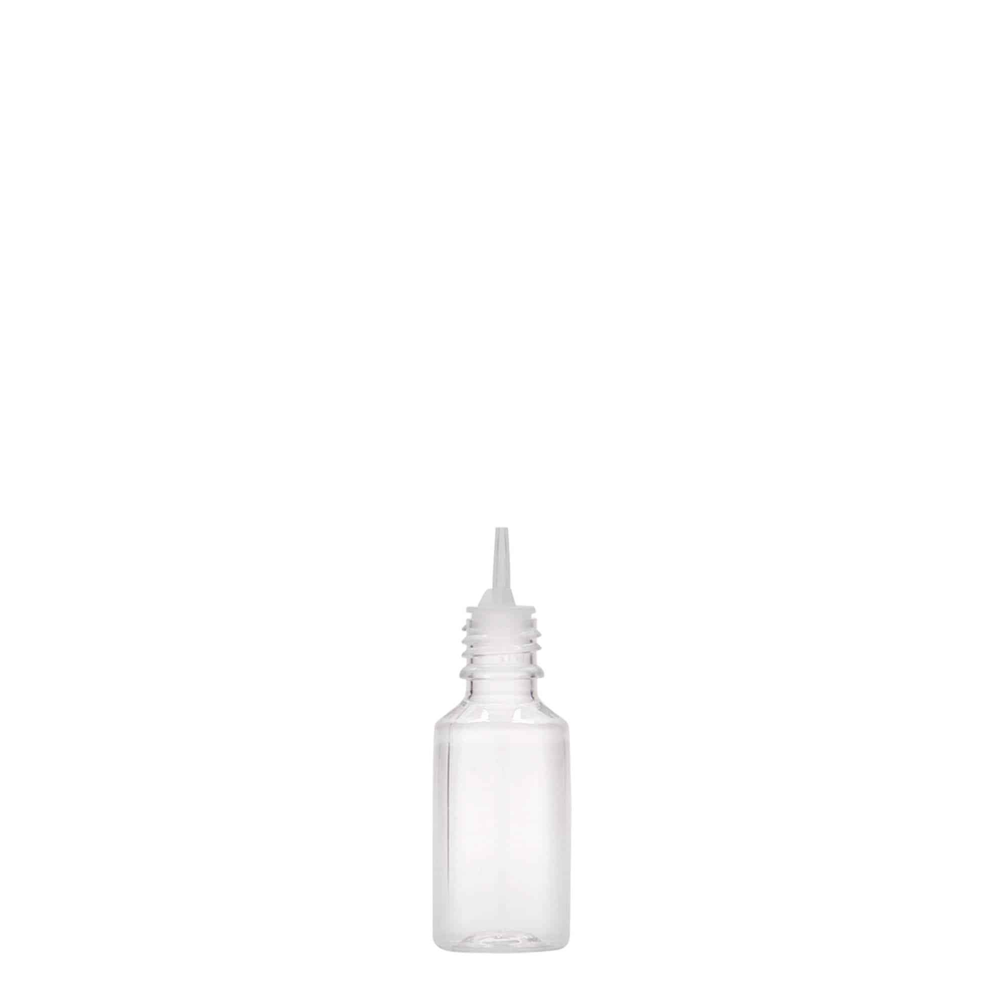 10 ml PET-flaske "E-Liquid" med kvalitets- og barnesikring, plast, åpning: Skrulokk