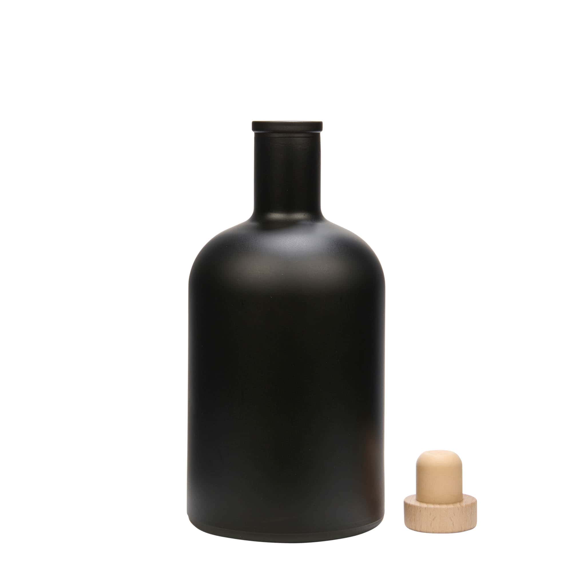 700 ml glassflaske "Gerardino", svart, åpning: Kork