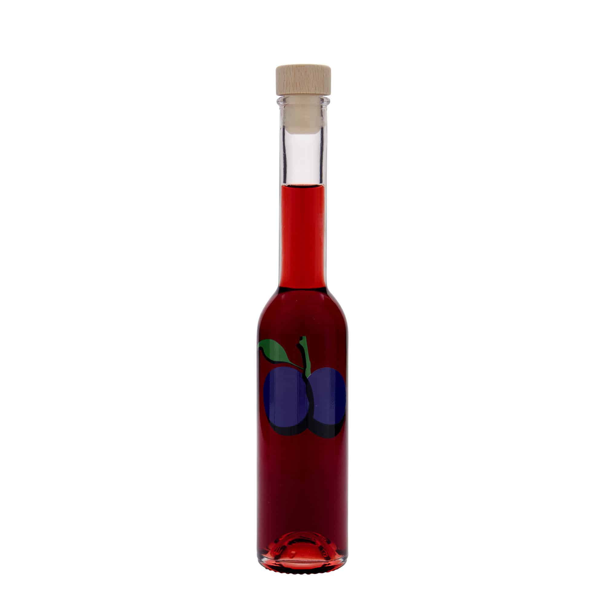200 ml glassflaske "Opera", motiv: Plomme, åpning: Kork