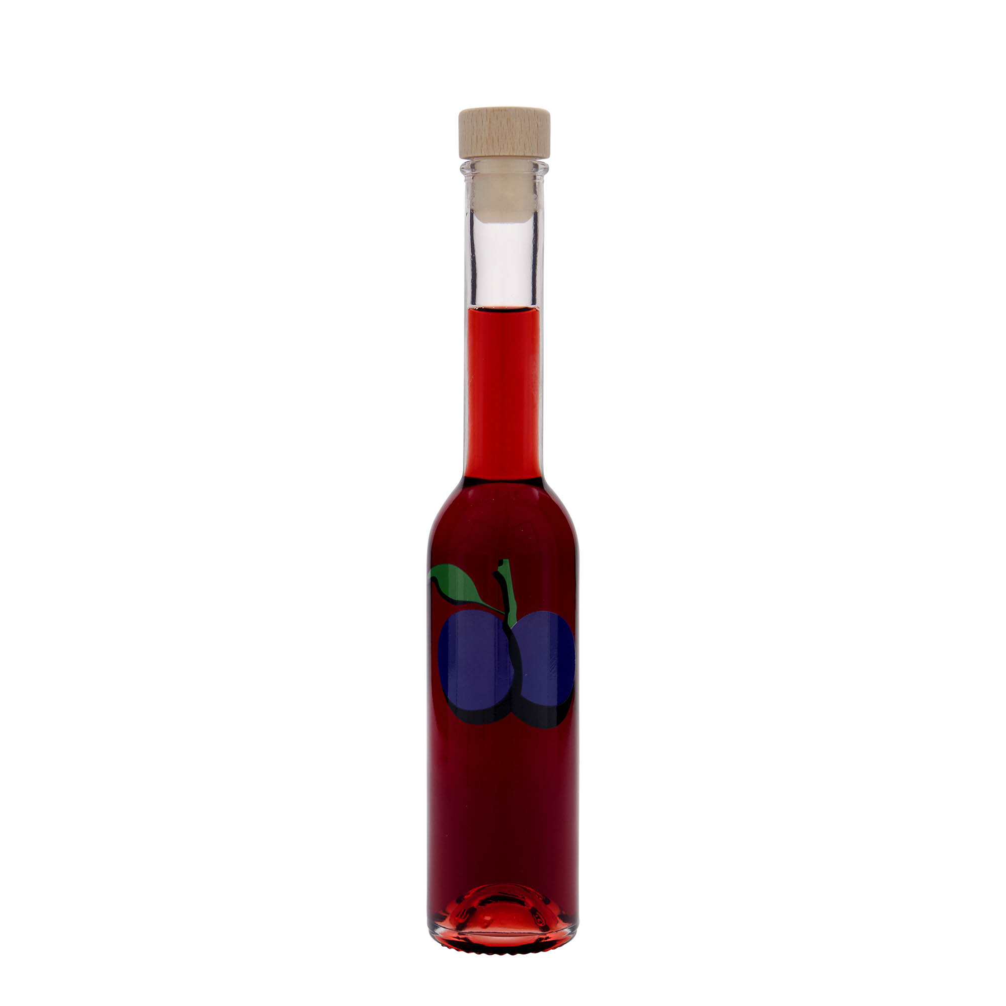 200 ml glassflaske 'Opera', motiv: Plomme, åpning: Kork