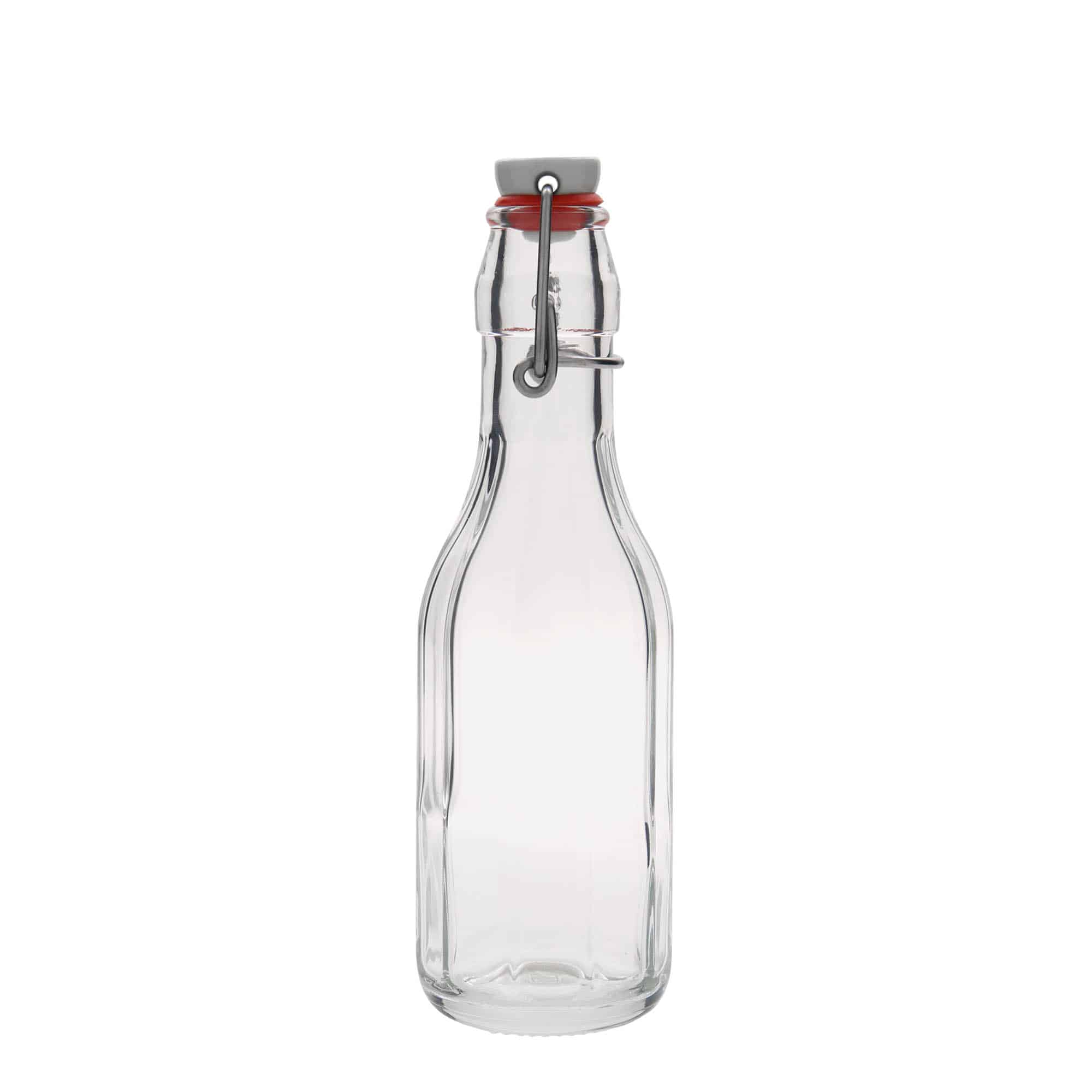 250 ml glassflaske "Bravo", tikantet, åpning: Bøylelokk