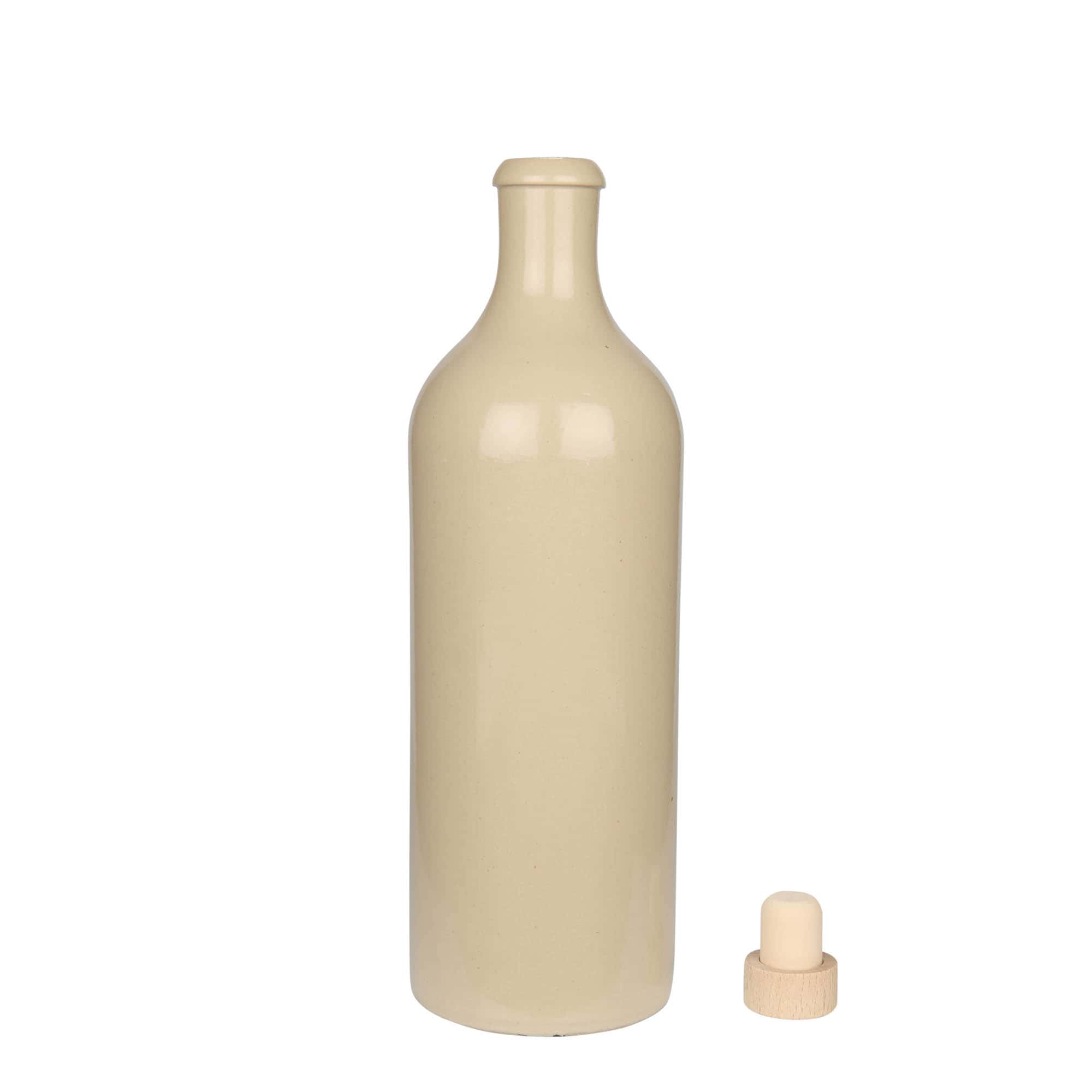 750 ml tonkrukke, steingods, beige, åpning: kork