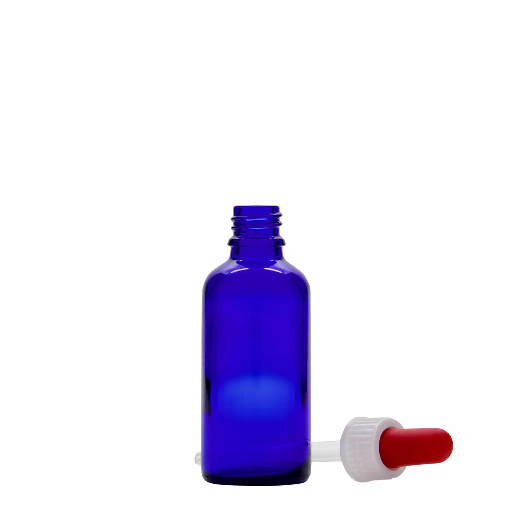 50 ml pipetteflaske medisin, glass, kongeblå-rød, åpning: DIN 18