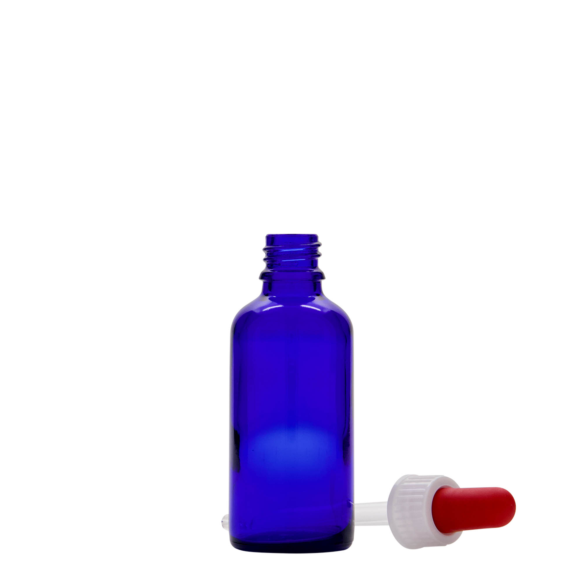 50 ml pipetteflaske medisin, glass, kongeblå-rød, åpning: DIN 18