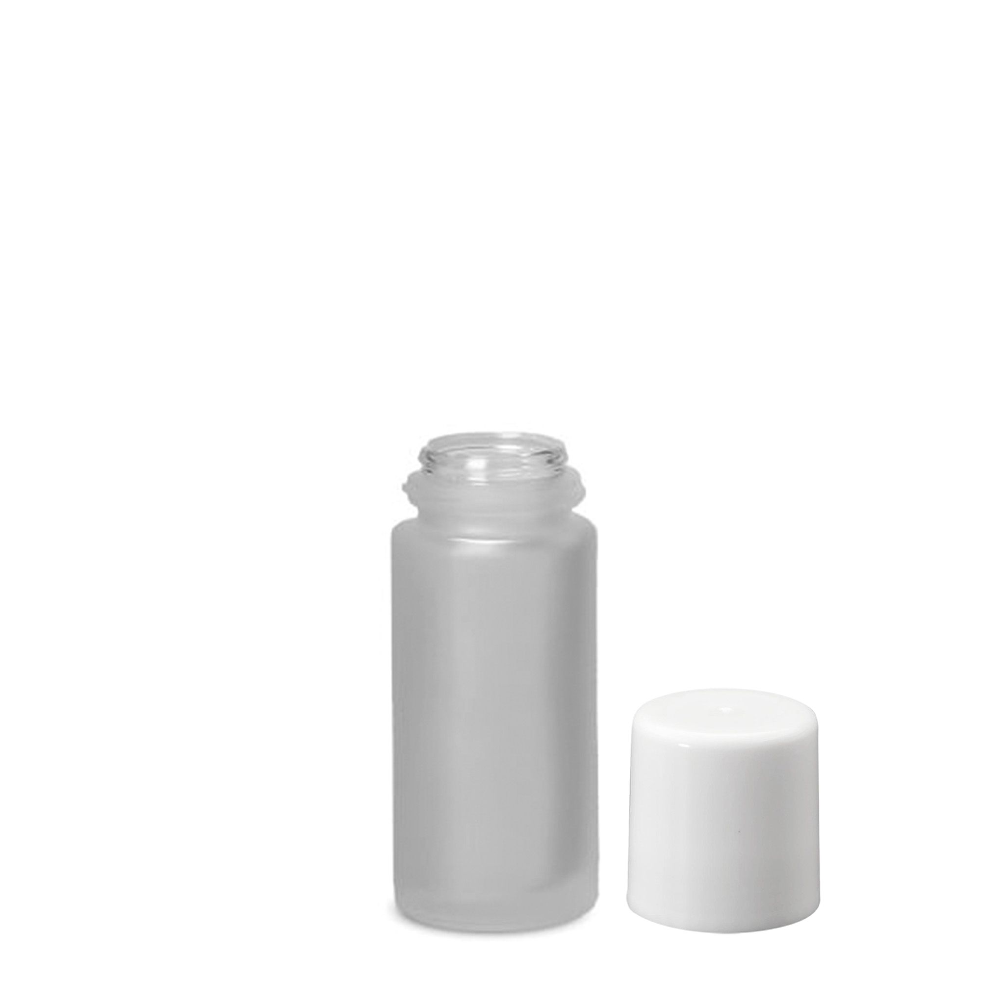 50 ml roll-on-flaske, glass, frostet, åpning: skrukork