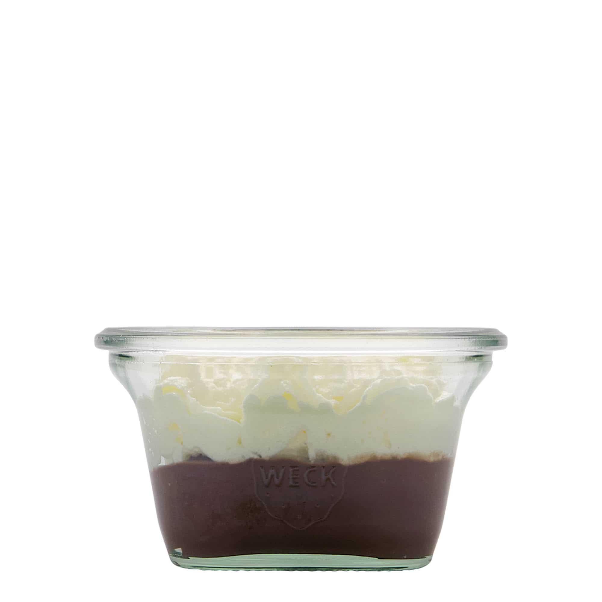 290 ml WECK-quadroglass, kvadratisk, åpning: rund kant