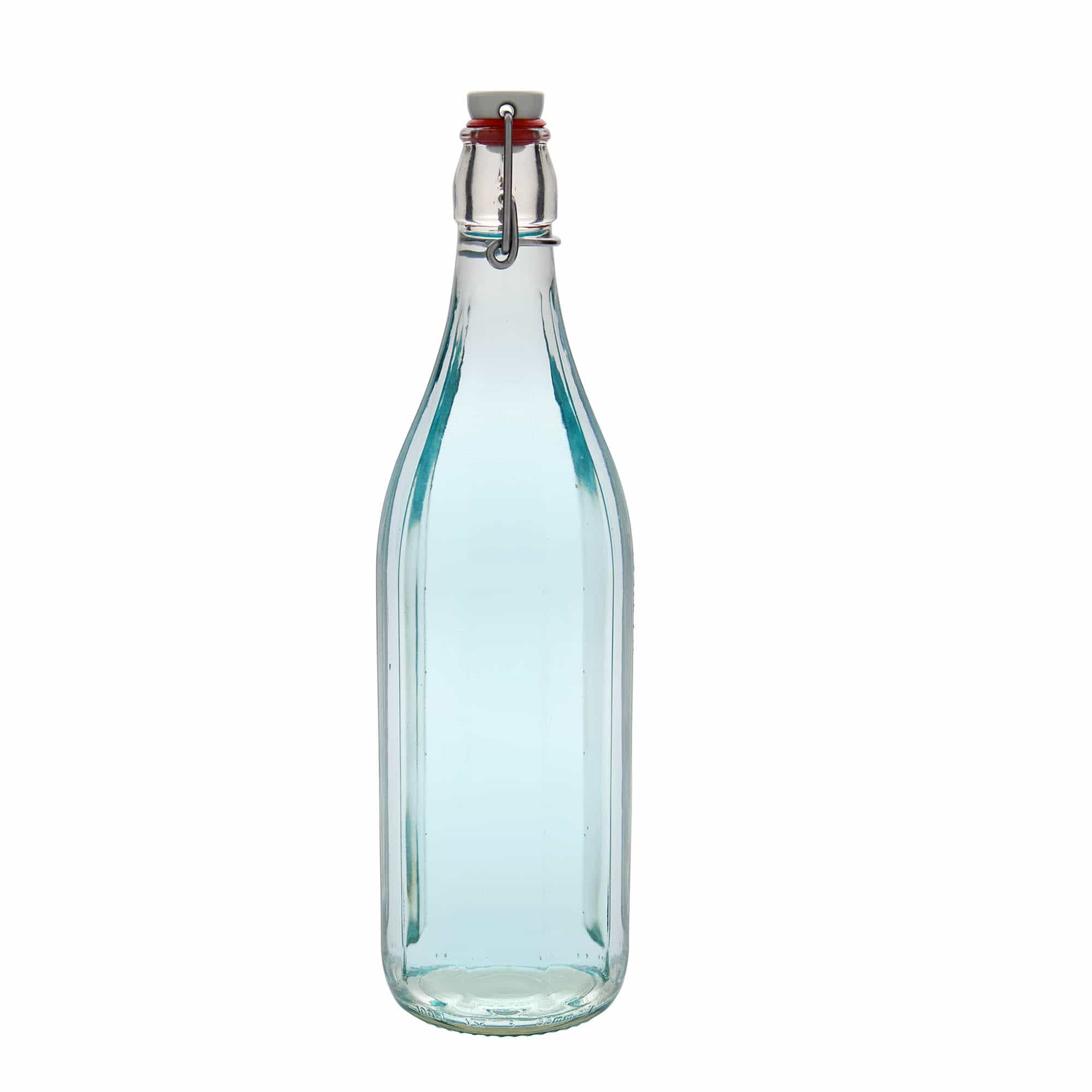 1.000 ml glassflaske 'Bravo' #, ti-kantet, åpning: bøylelås