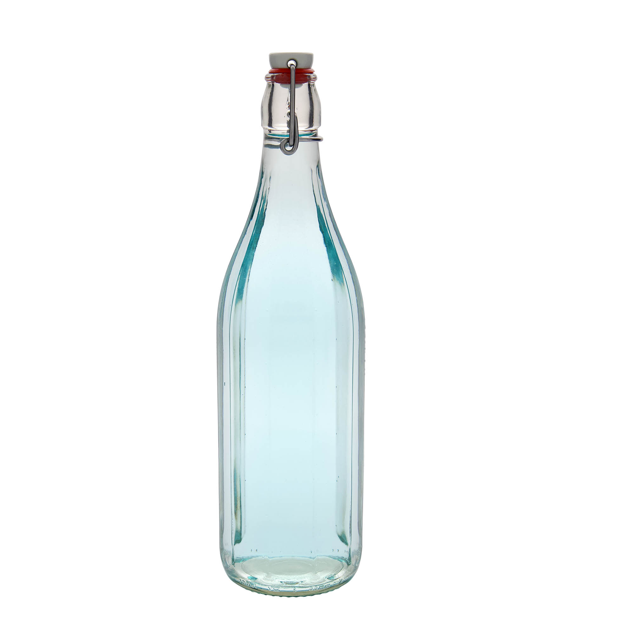 1.000 ml glassflaske 'Bravo', ti-kantet, åpning: bøylelås