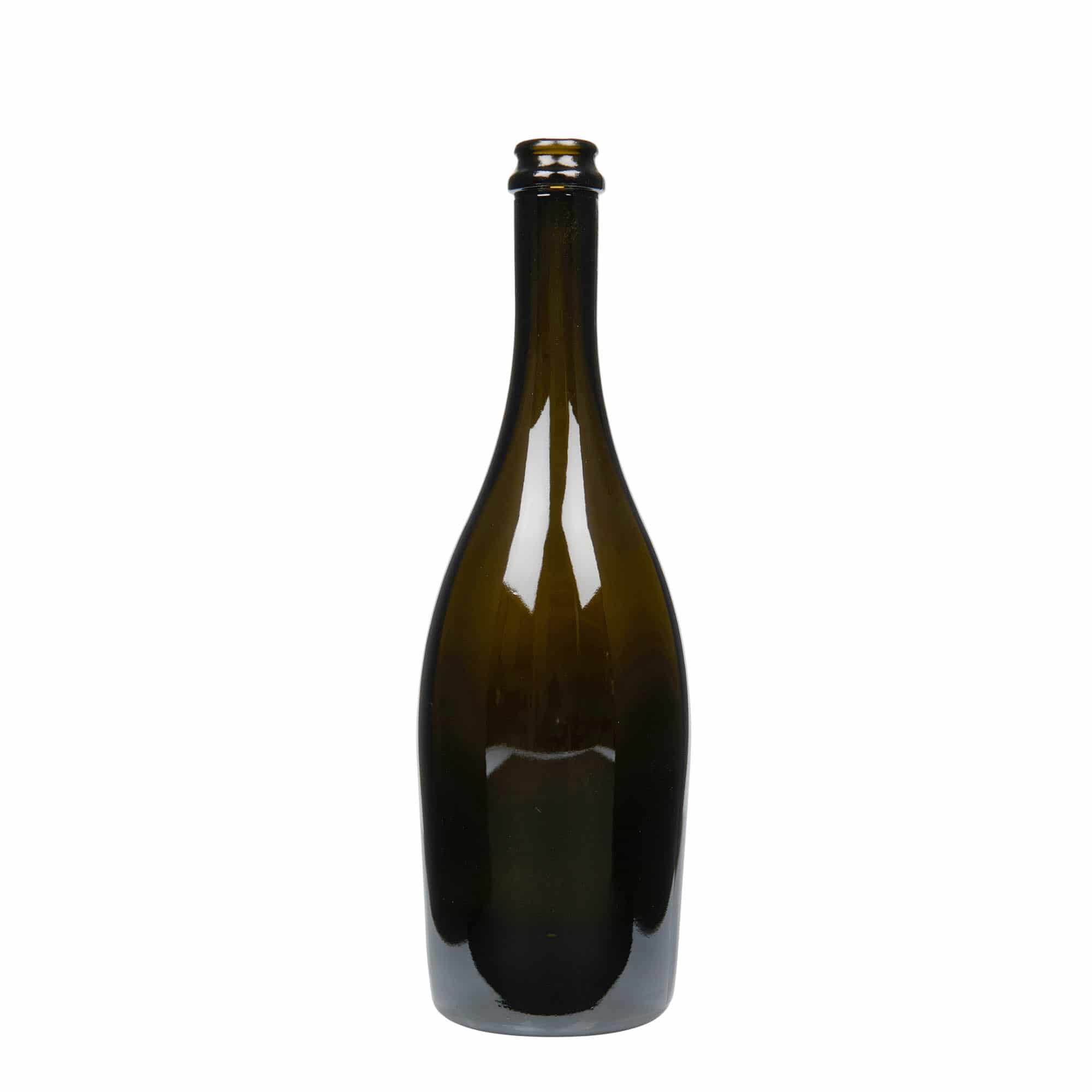 750 ml champagneflaske "Carmen", glass, antikkgrønn, åpning: Kronlokk 750 ml champagneflaske "Carmen", glass, antikkgrønn, åpning: Kronlokk