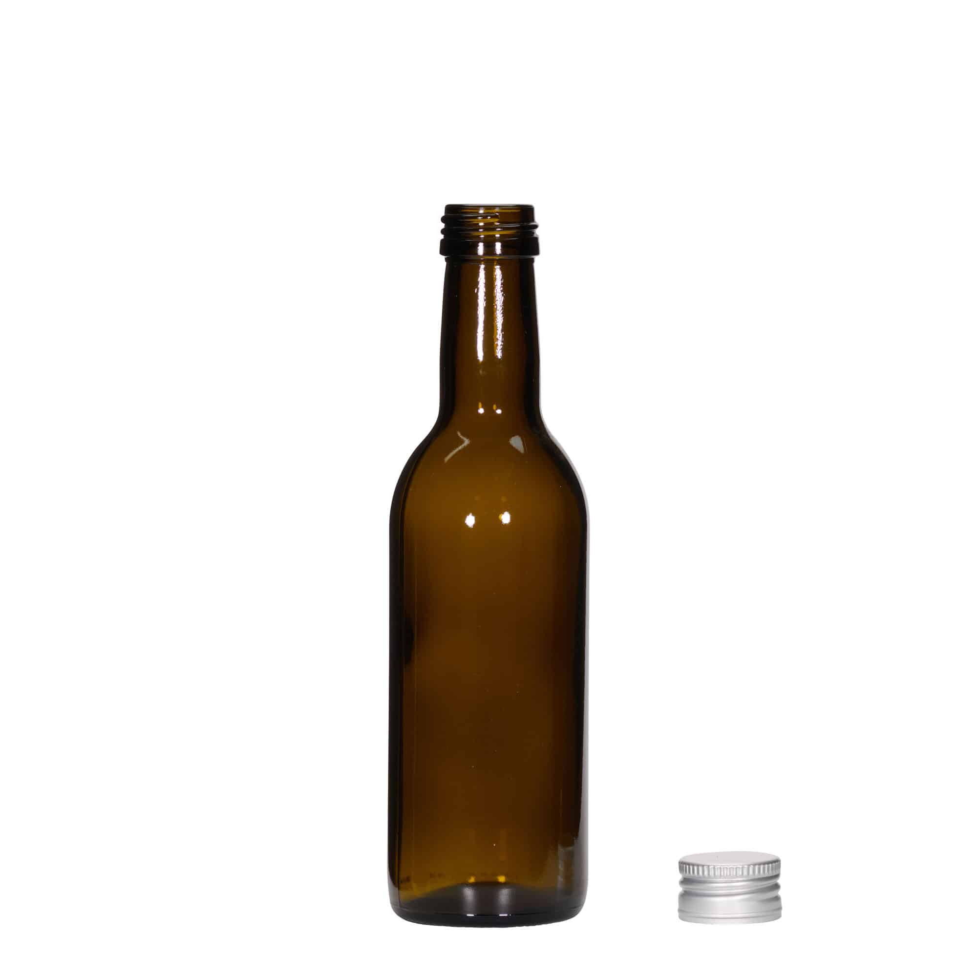 250 ml glassflaske 'Bordeaux', antikkgrønn, åpning: PP 28