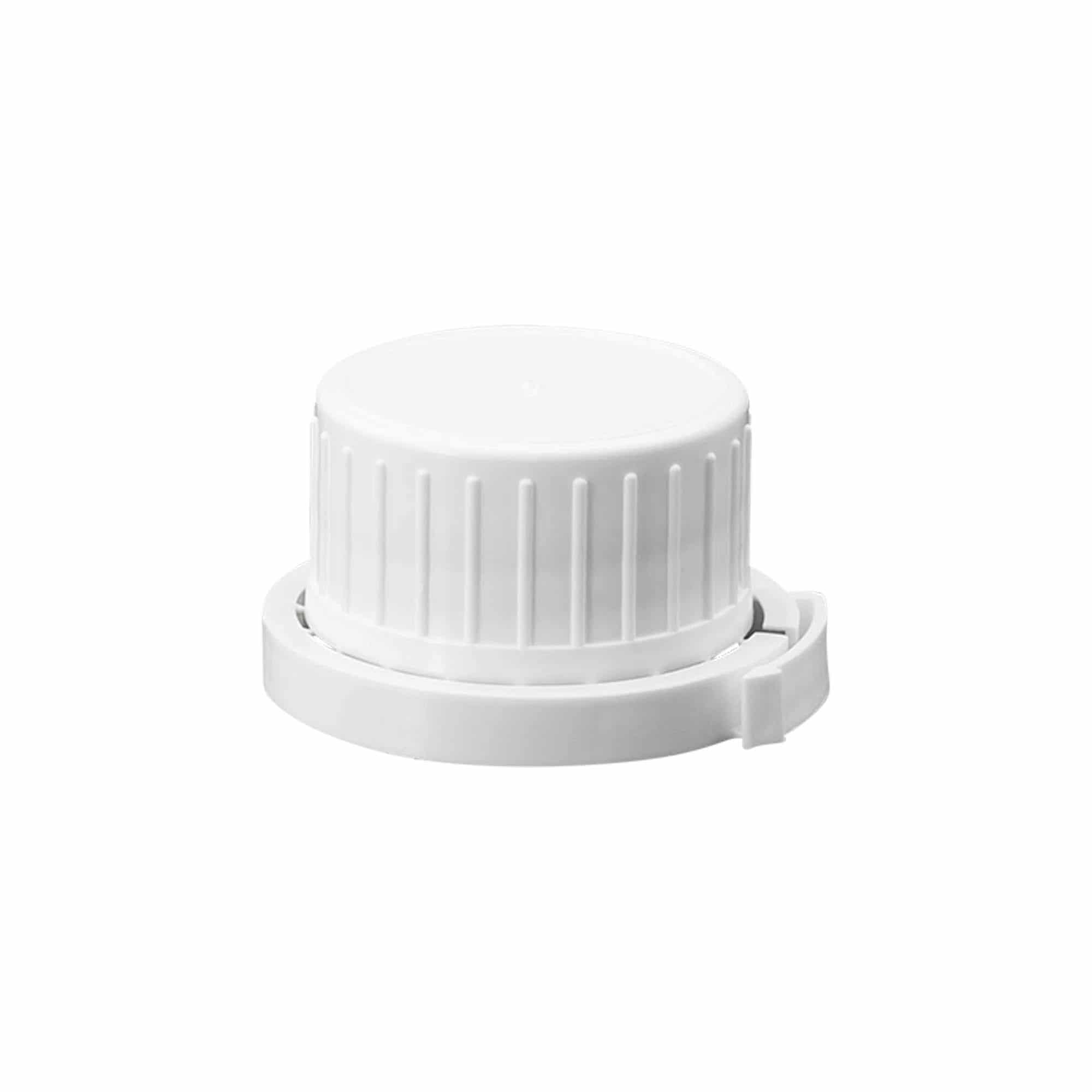 Skrulokk aluminiumsflaske, PP-plast, hvit, for åpning: DIN 32