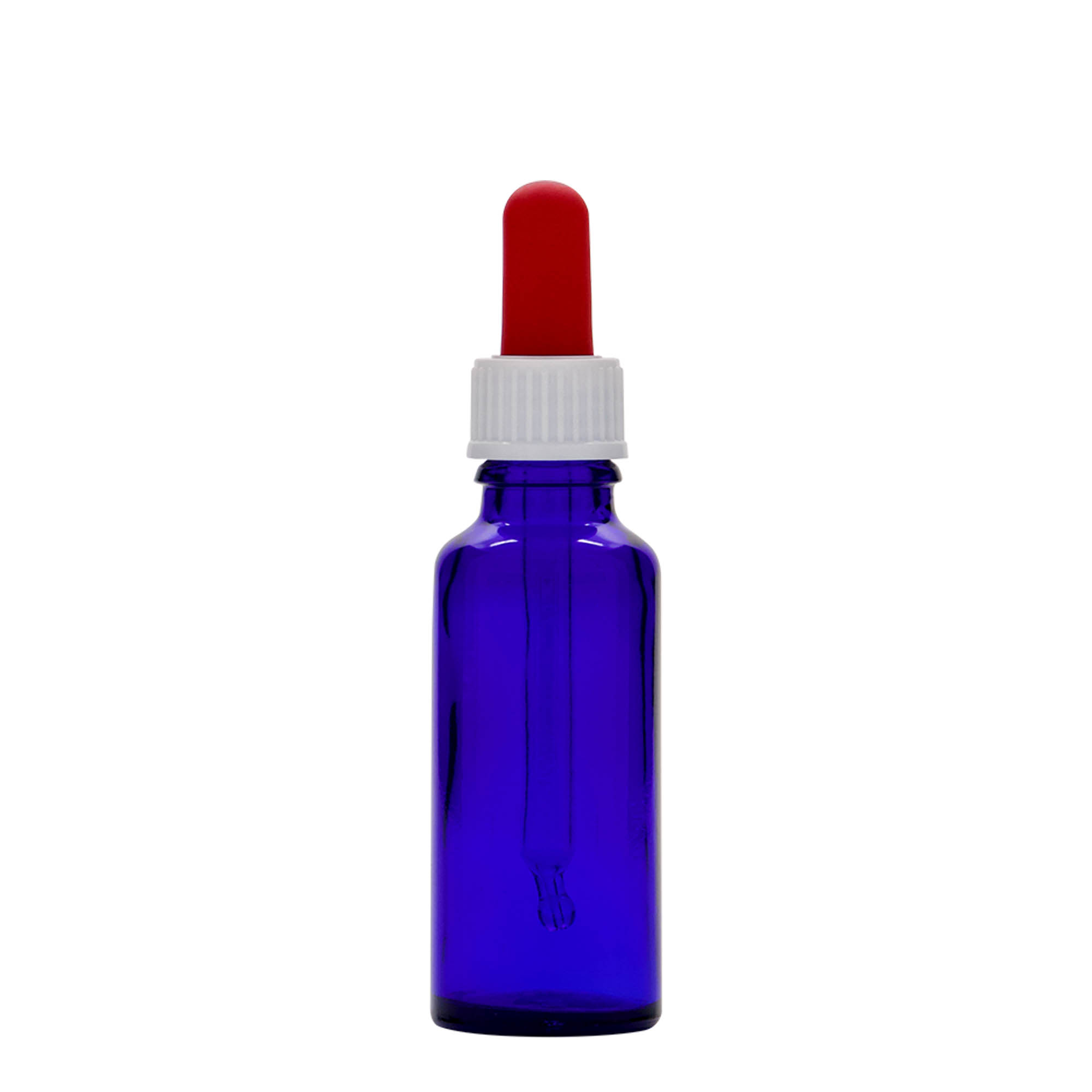 30 ml pipetteflaske medisin, glass, kongeblå-rød, åpning: DIN 18