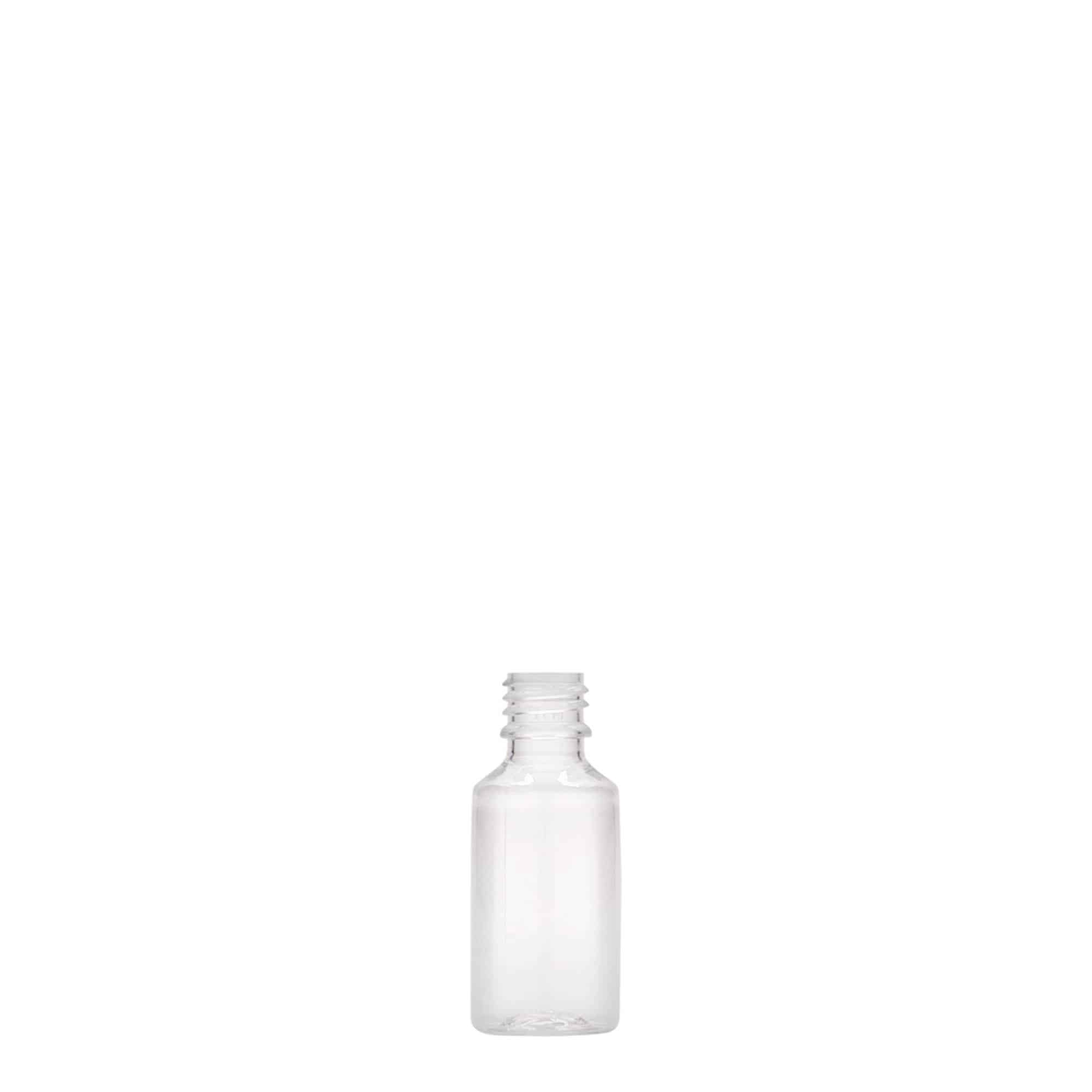 10 ml PET-flaske 'E-væske' med kvalitets- og barnesikring, plast, åpning: skrukork