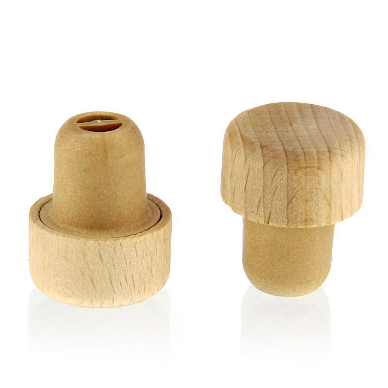 Håndtappingskork med doseringsåpning 19 mm, tre/plast, beige, for åpning: kork Håndtappingskork med doseringsåpning 19 mm, tre/plast, beige, for åpning: kork