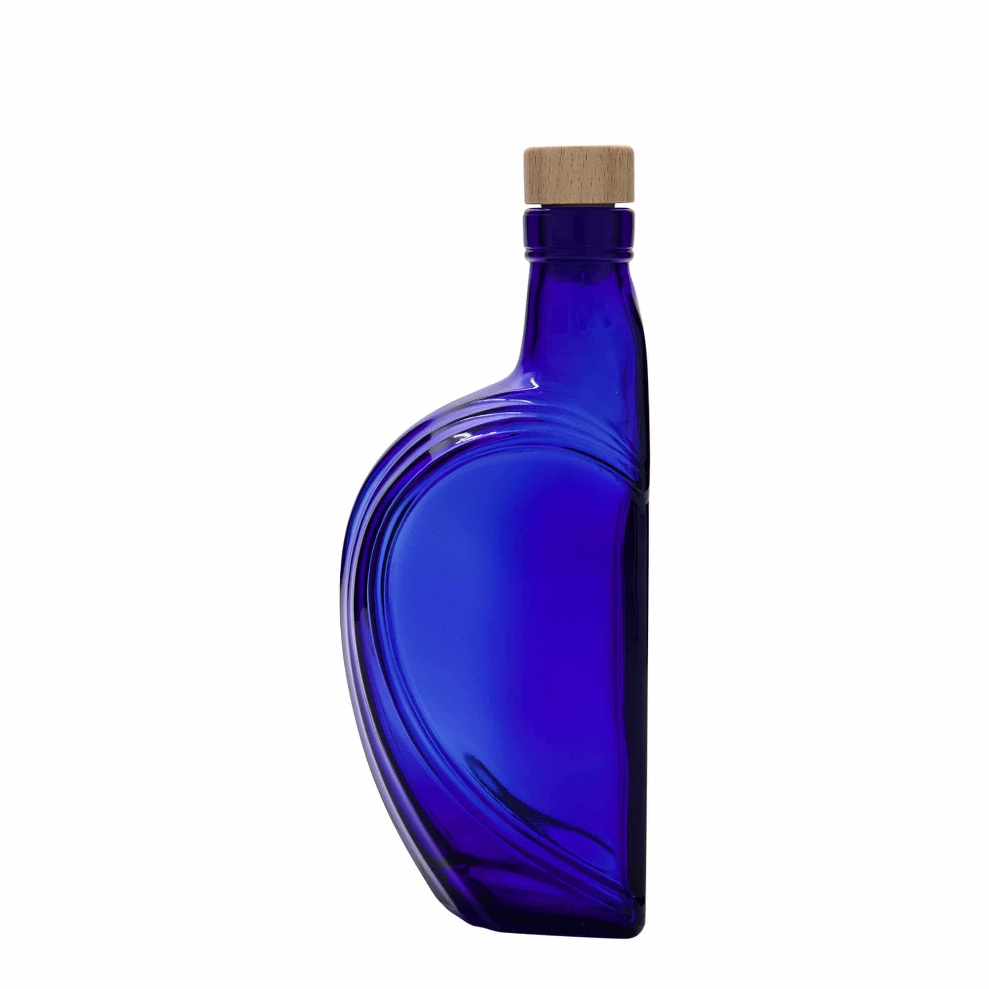 375 ml glassflaske "Sweethearts", firkantet, royalblå, åpning: Kork