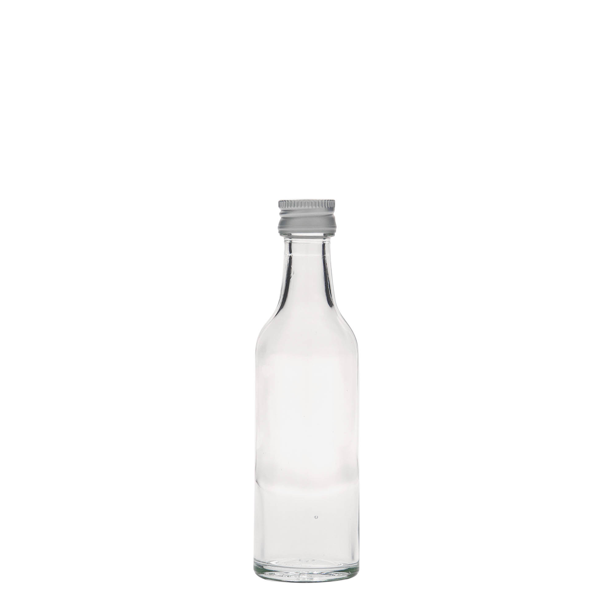 50 ml glassflaske med rett hals, åpning: PP 18 50 ml glassflaske med rett hals, åpning: PP 18