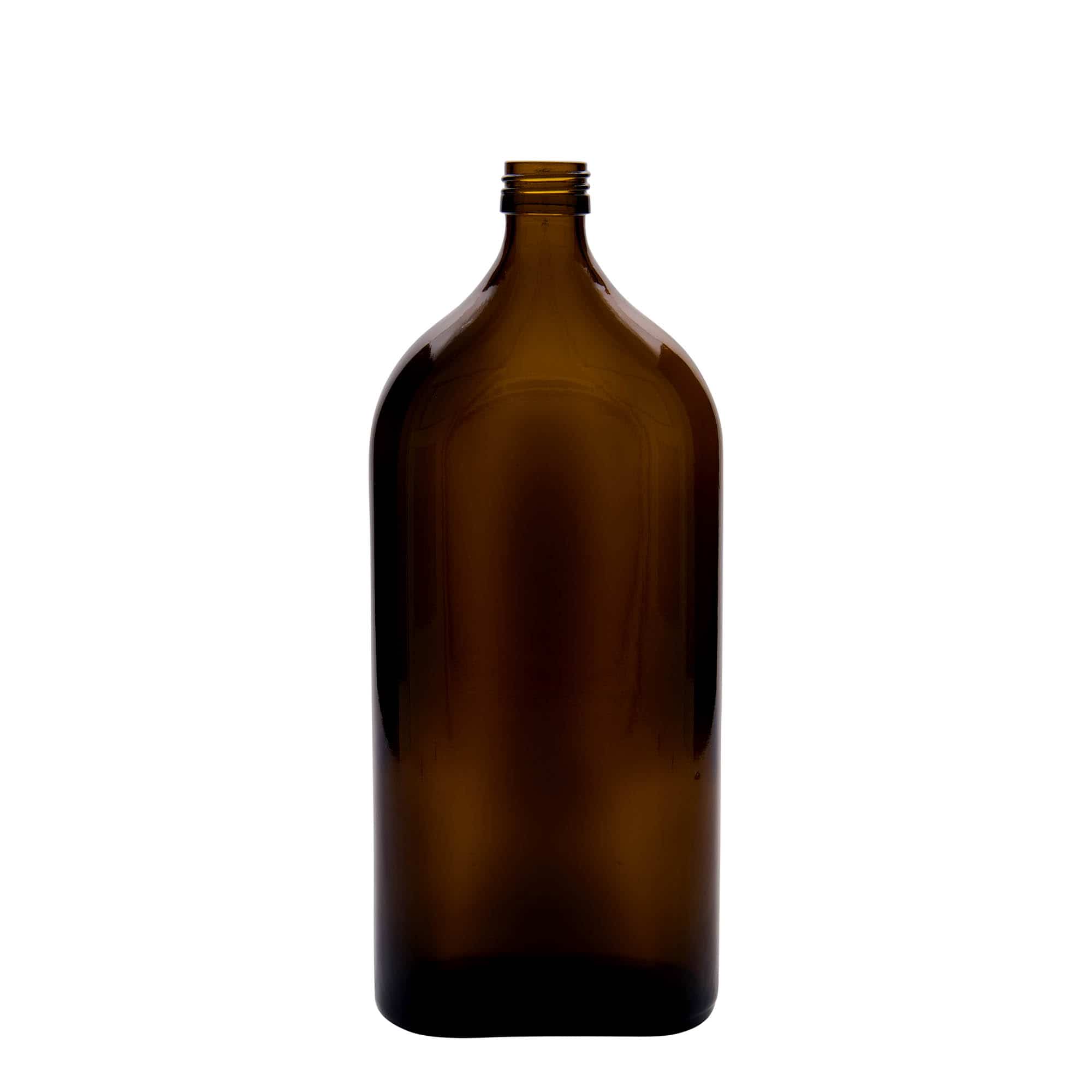 1000 ml medisinflaske Meplat, oval, glass, brun, åpning: PP 28 1000 ml medisinflaske Meplat, oval, glass, brun, åpning: PP 28